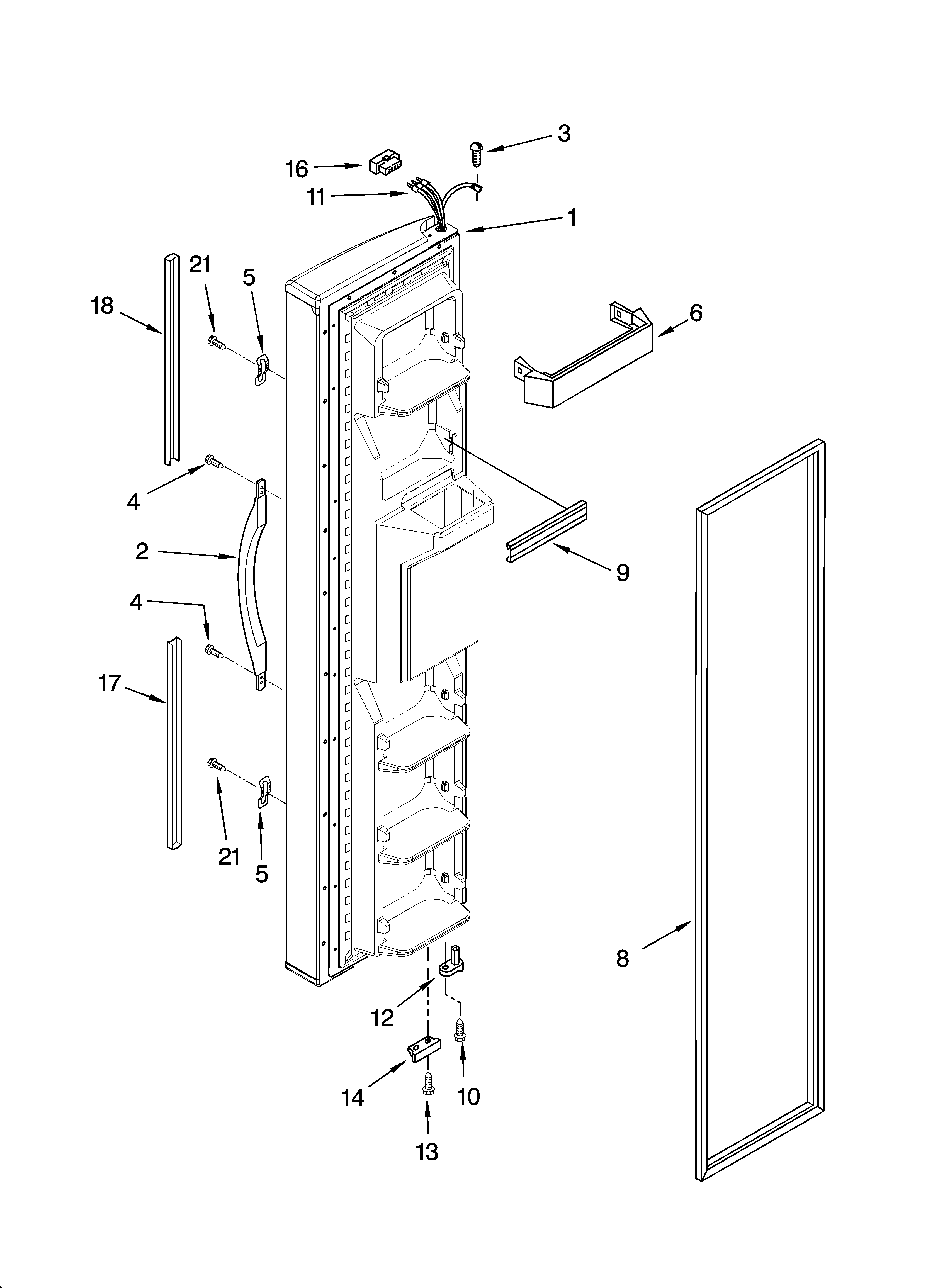 Whirlpool 6GD22DCXHW06 freezer door parts diagram