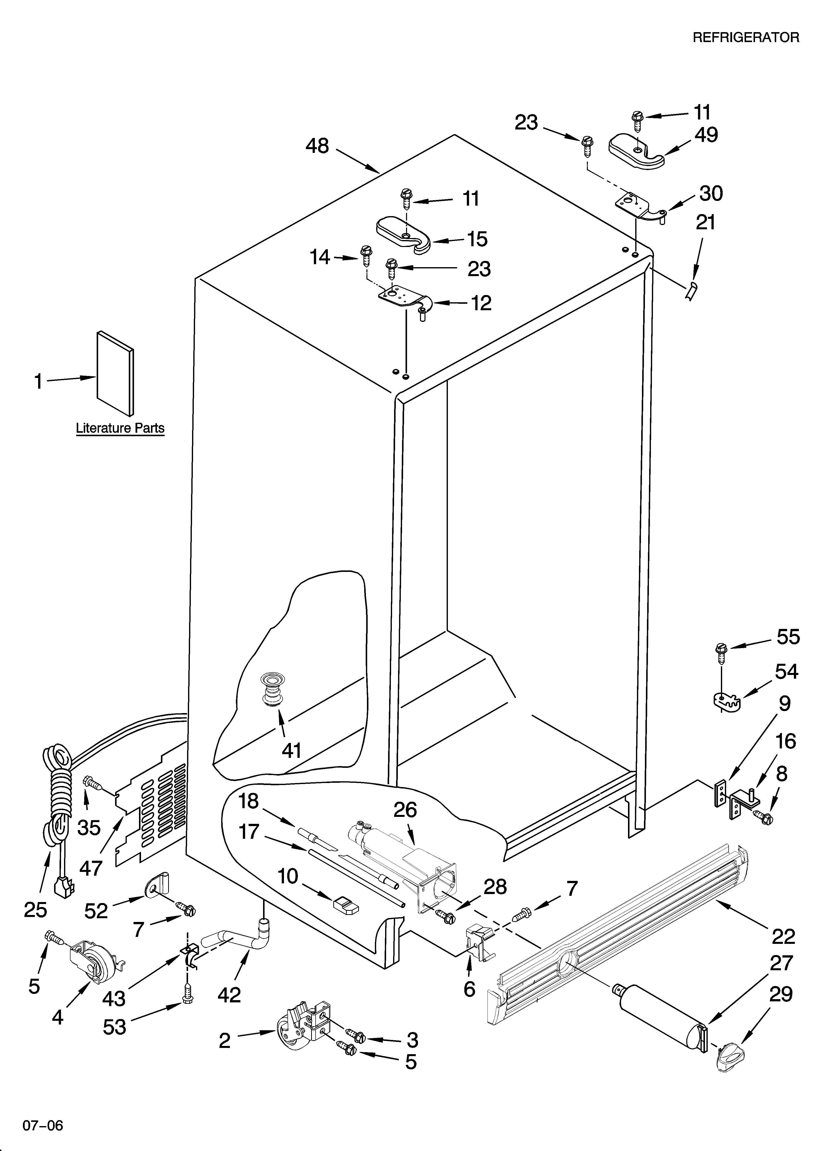 Whirlpool 6GD25DCXHW08 cabinet parts diagram