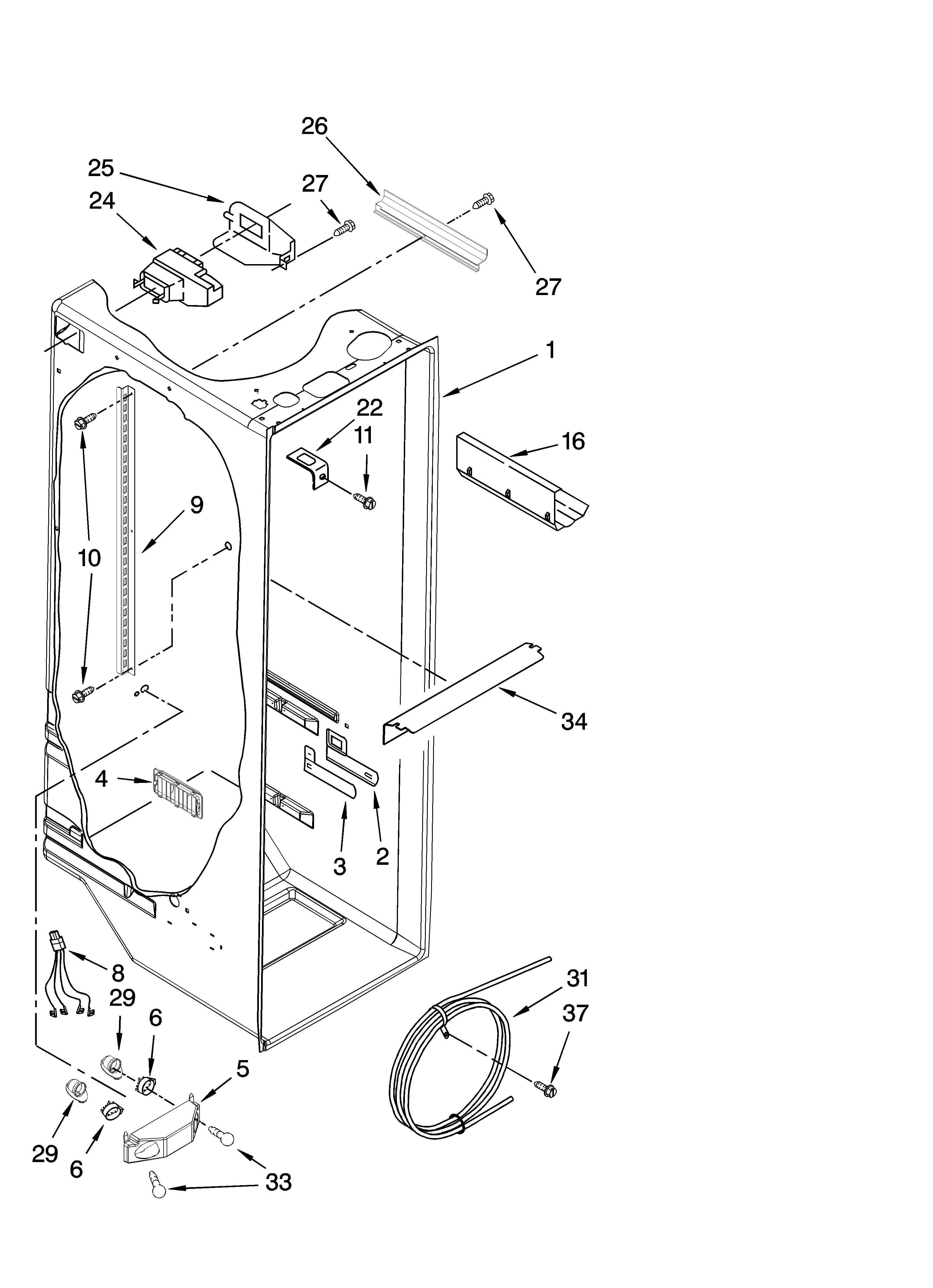 Whirlpool 6GD25DCXHW08 refrigerator liner parts diagram