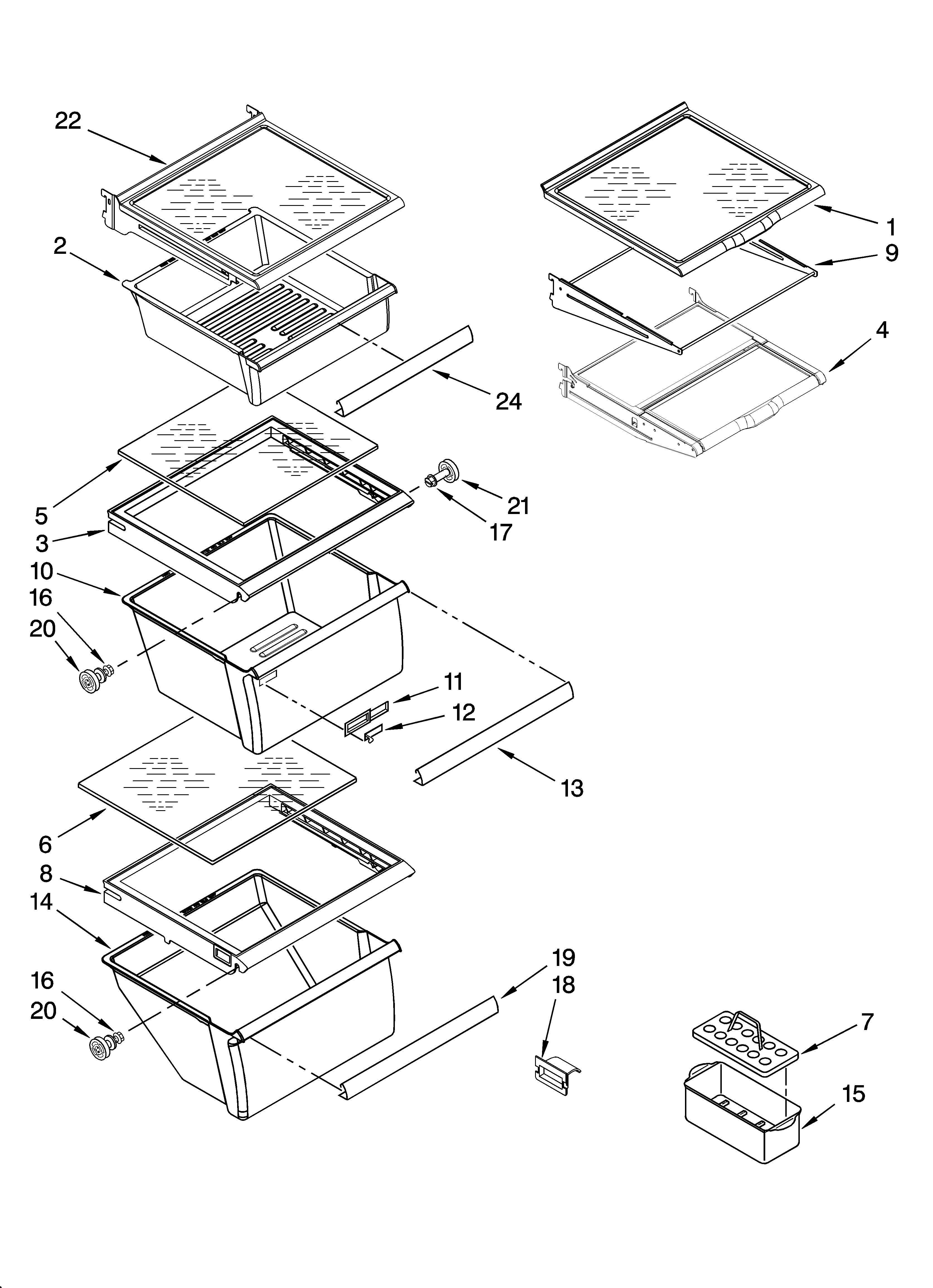 Whirlpool 6GD25DCXHW08 refrigerator shelf parts diagram