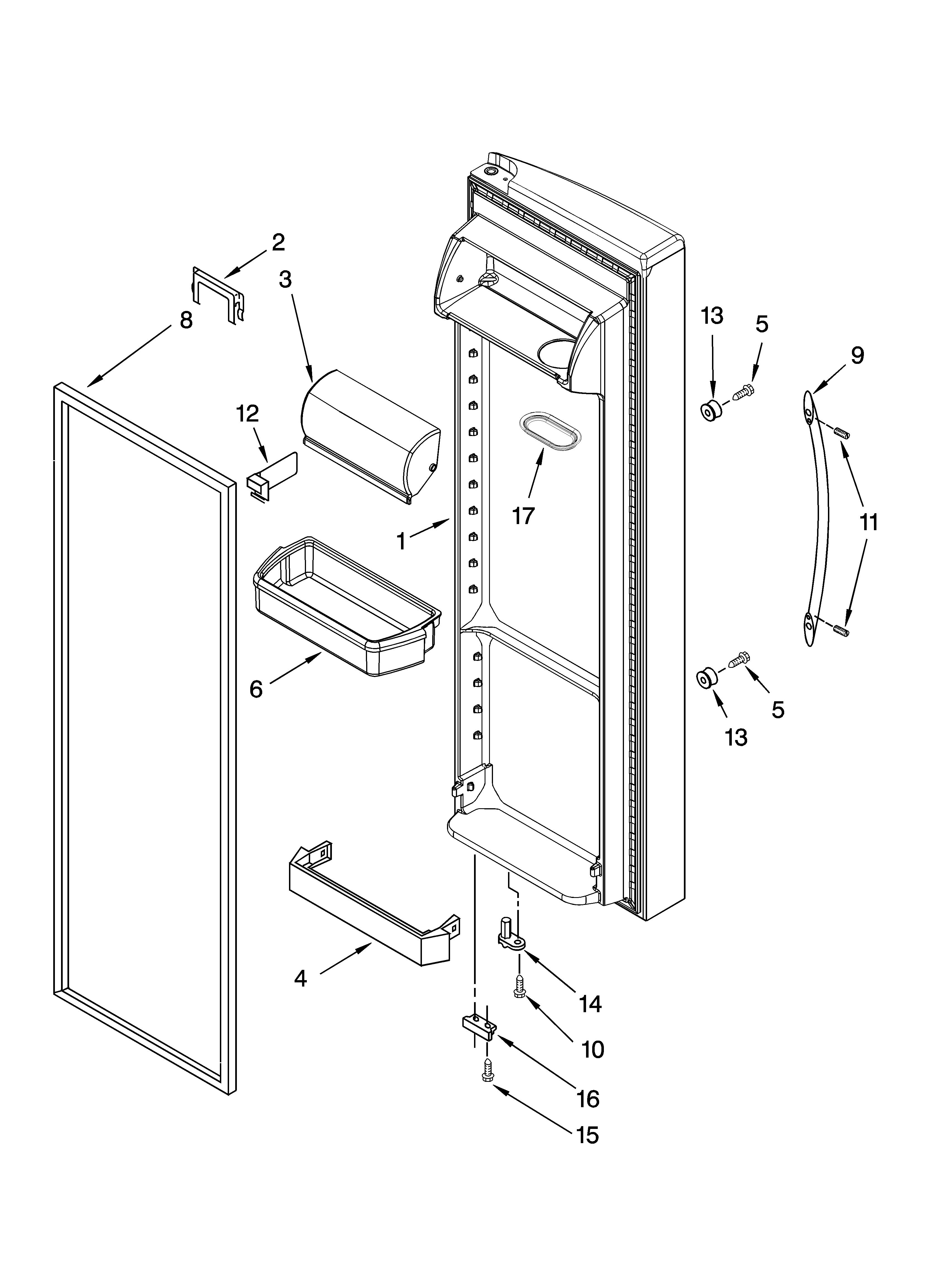 Whirlpool 6GD25DCXHW08 refrigerator door parts diagram