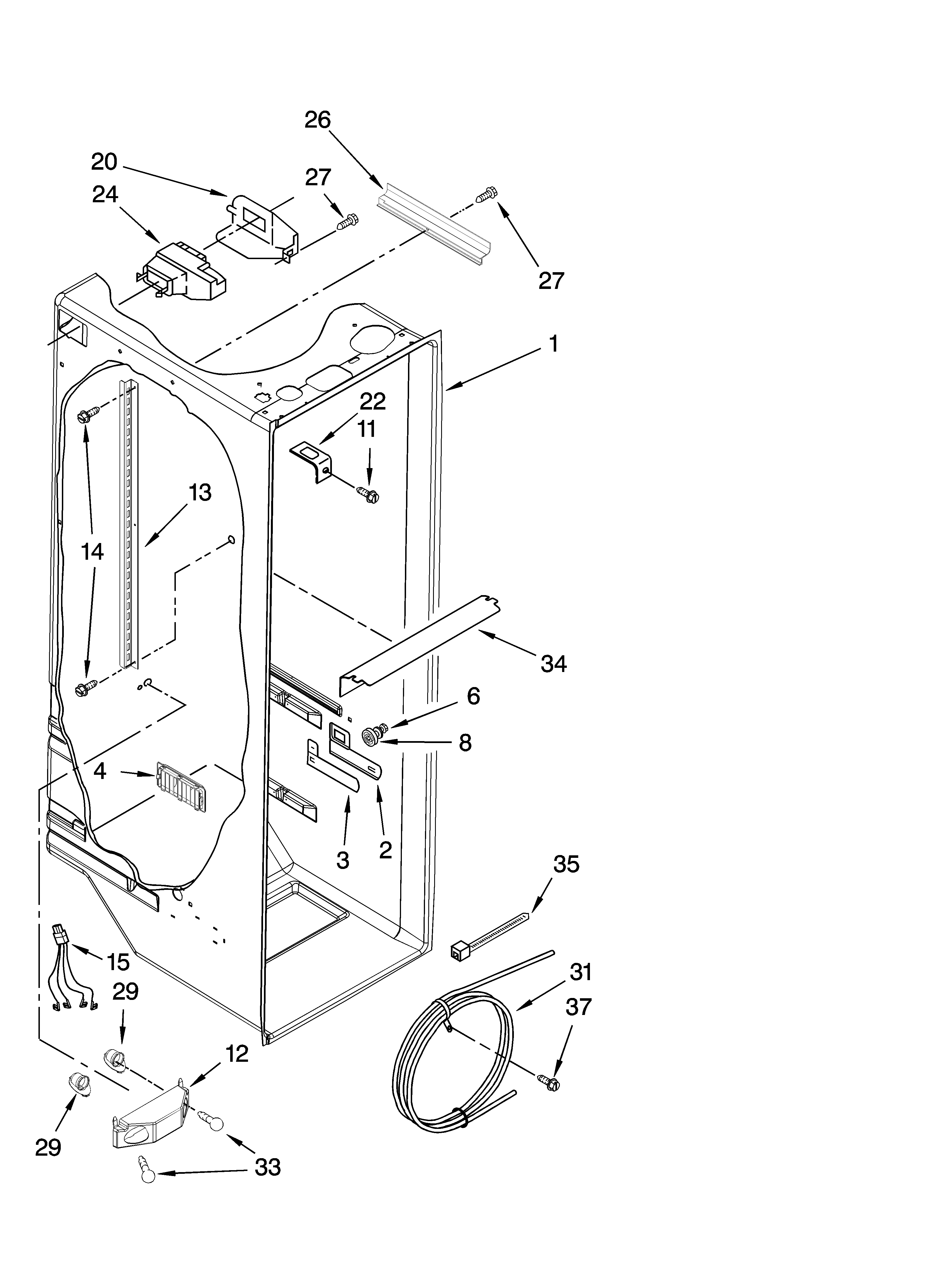 Whirlpool ED2GHEXNL03 refrigerator liner parts diagram