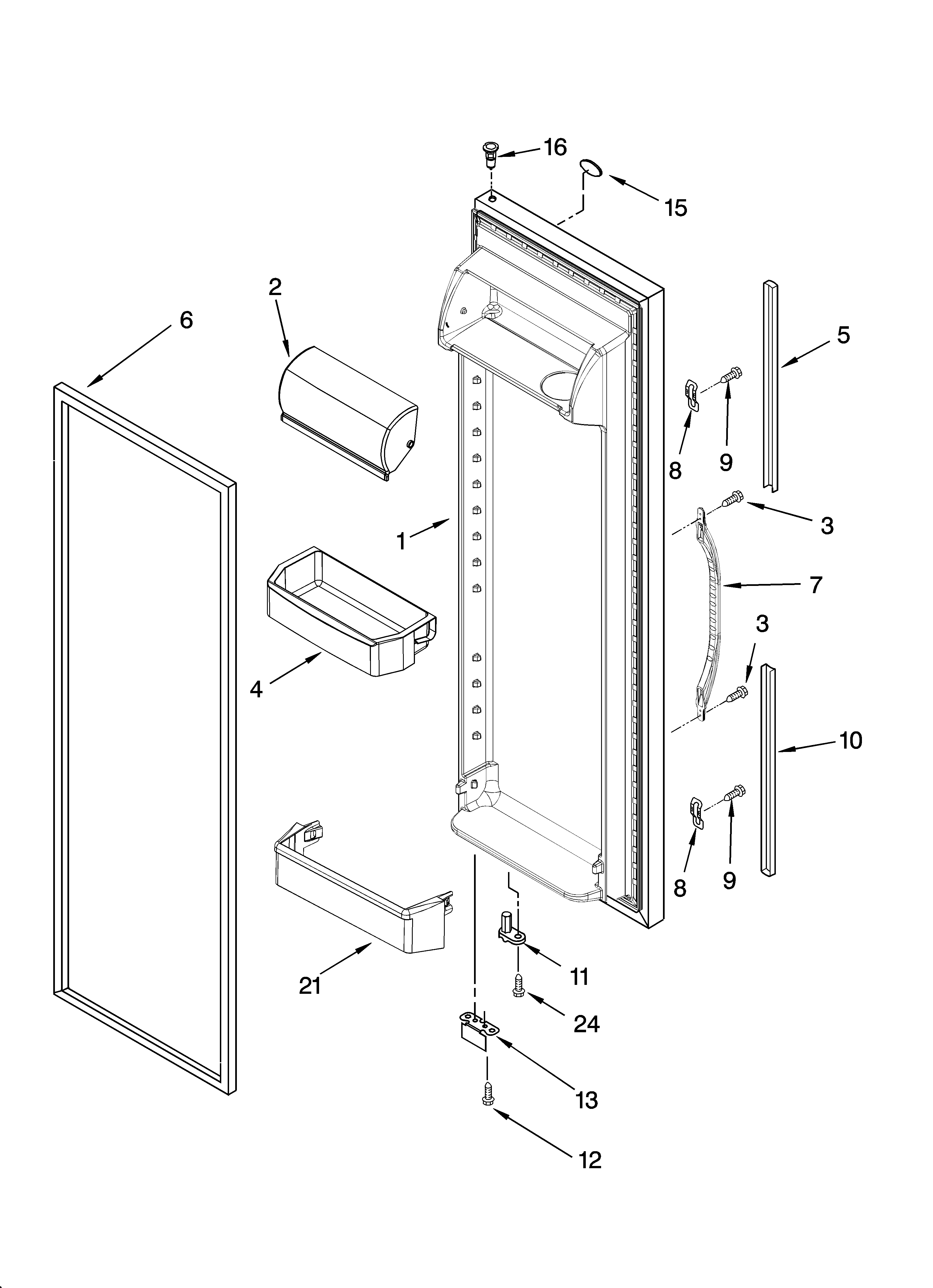 Whirlpool ED2GHEXNL03 refrigerator door parts diagram