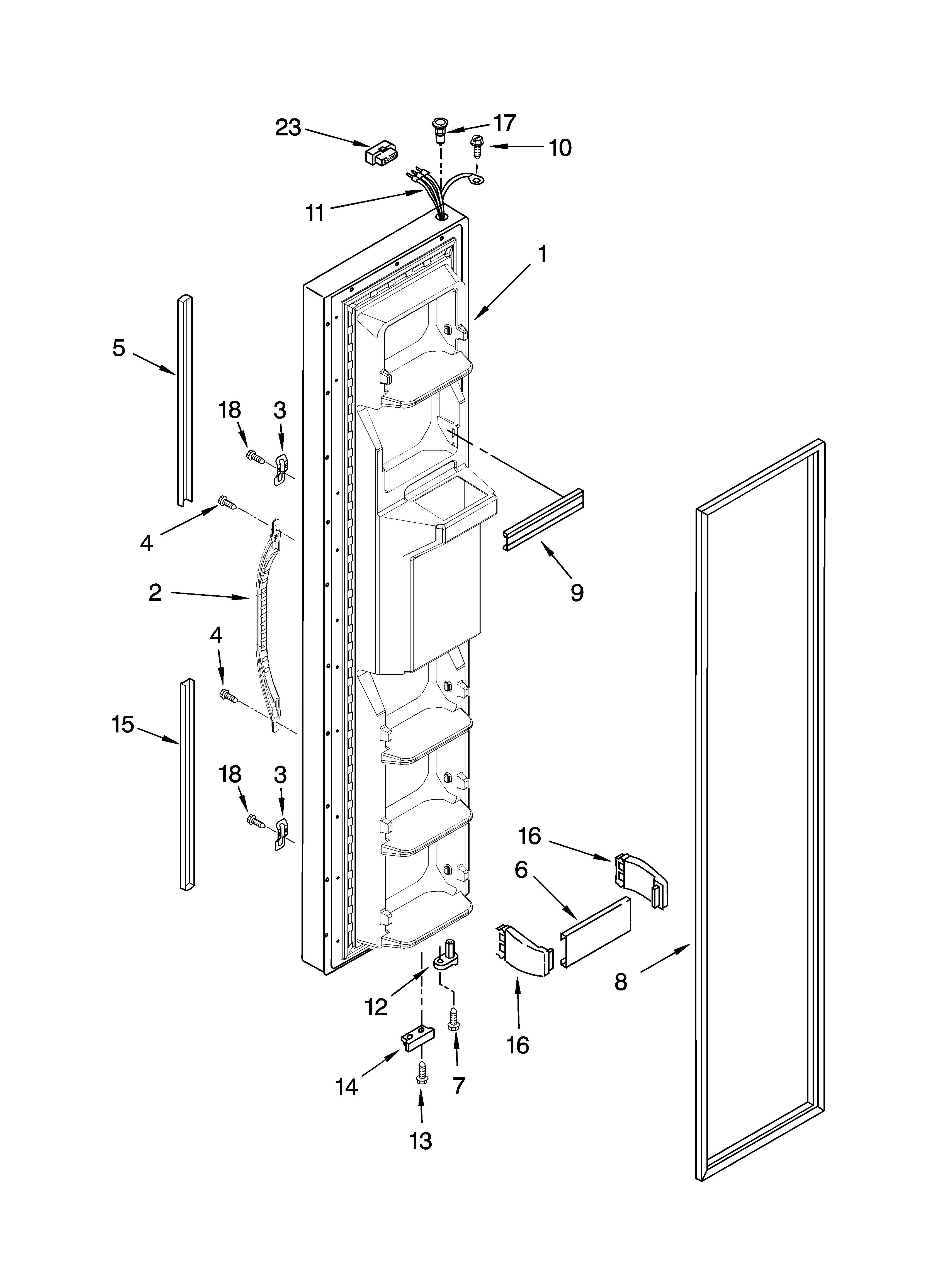 Whirlpool ED2GHEXNL03 freezer door parts diagram