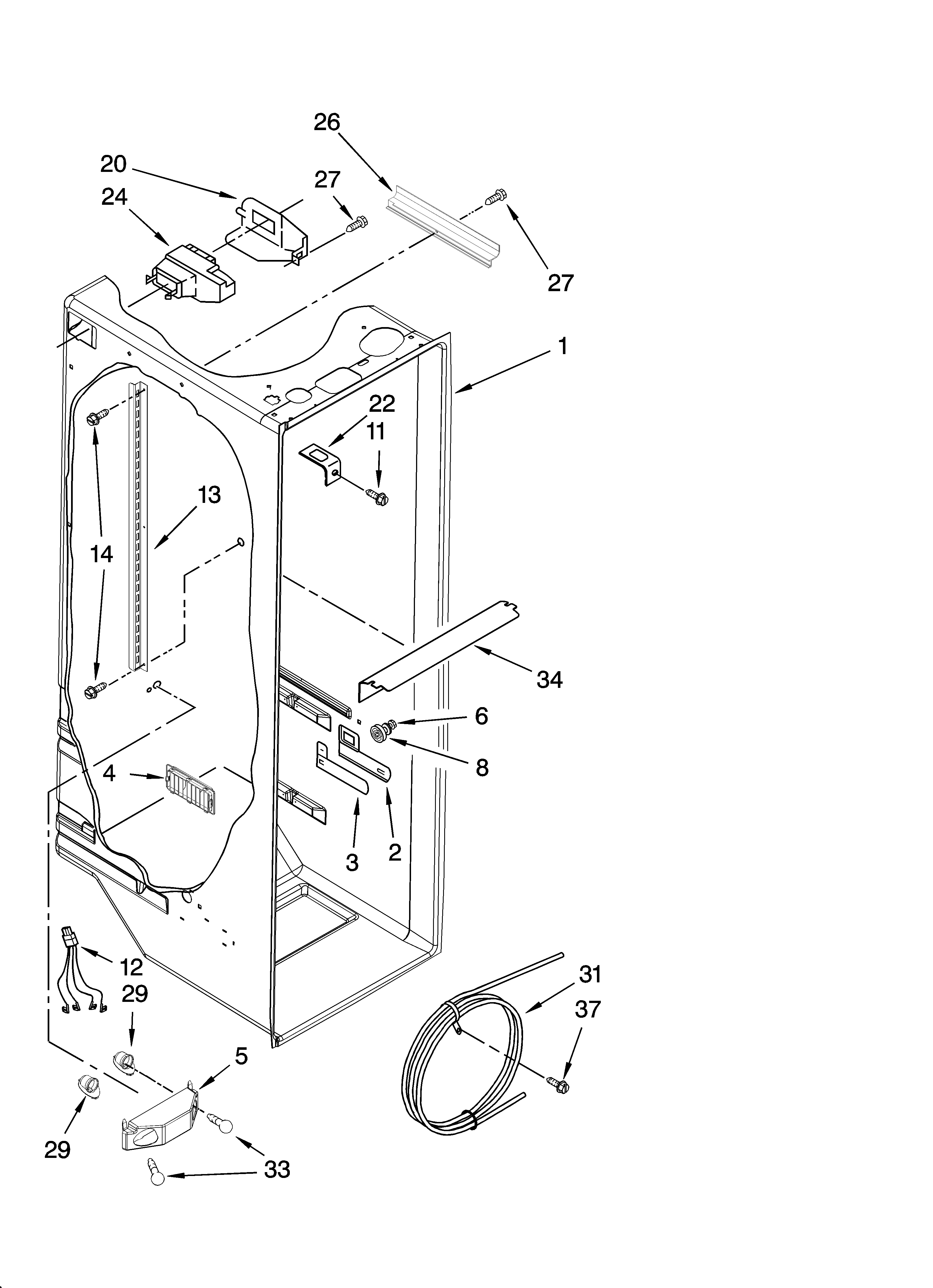 Whirlpool ED2NHGXRL02 refrigerator liner parts diagram