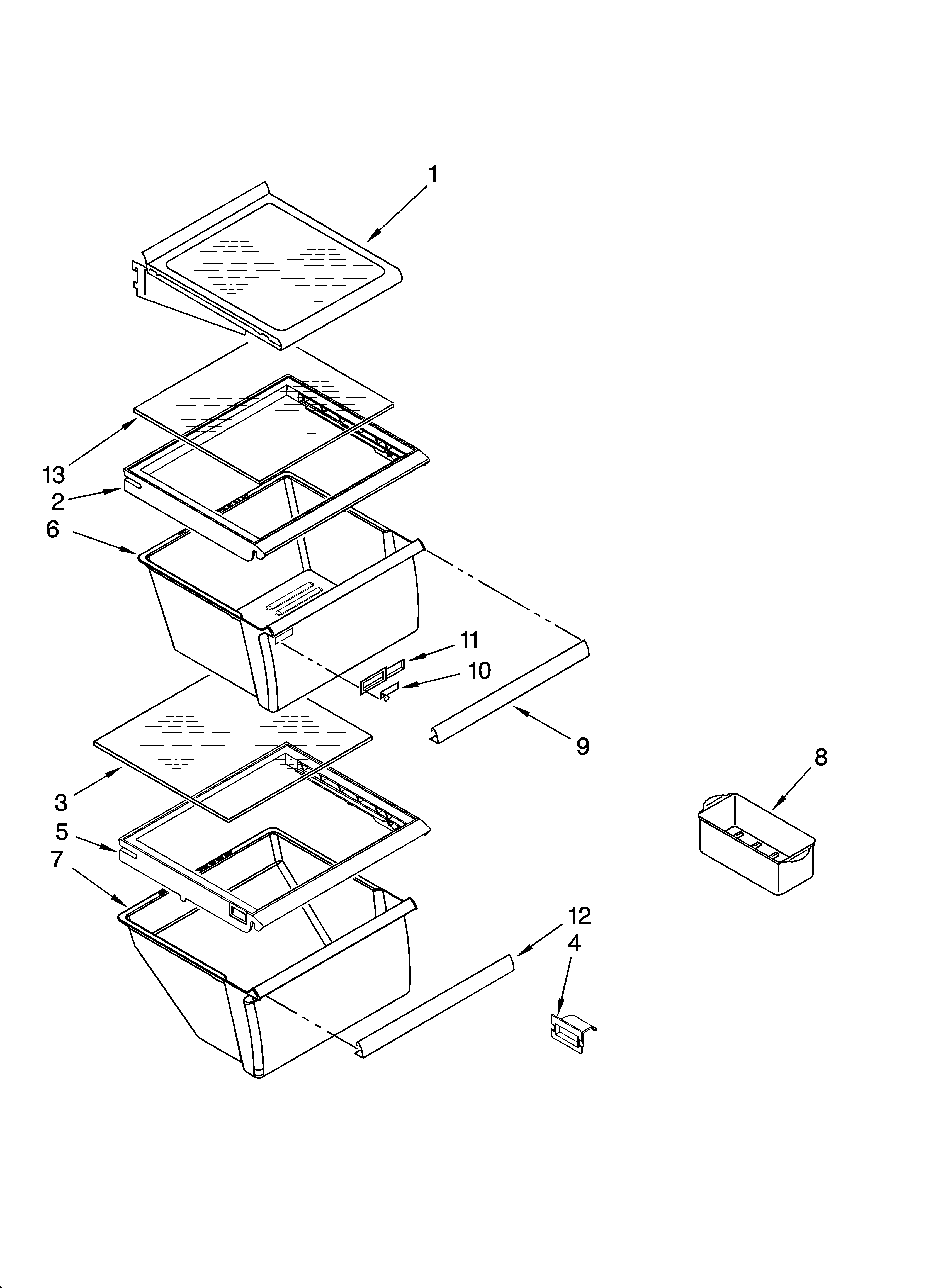 Whirlpool ED2NHGXRL02 refrigerator shelf parts diagram