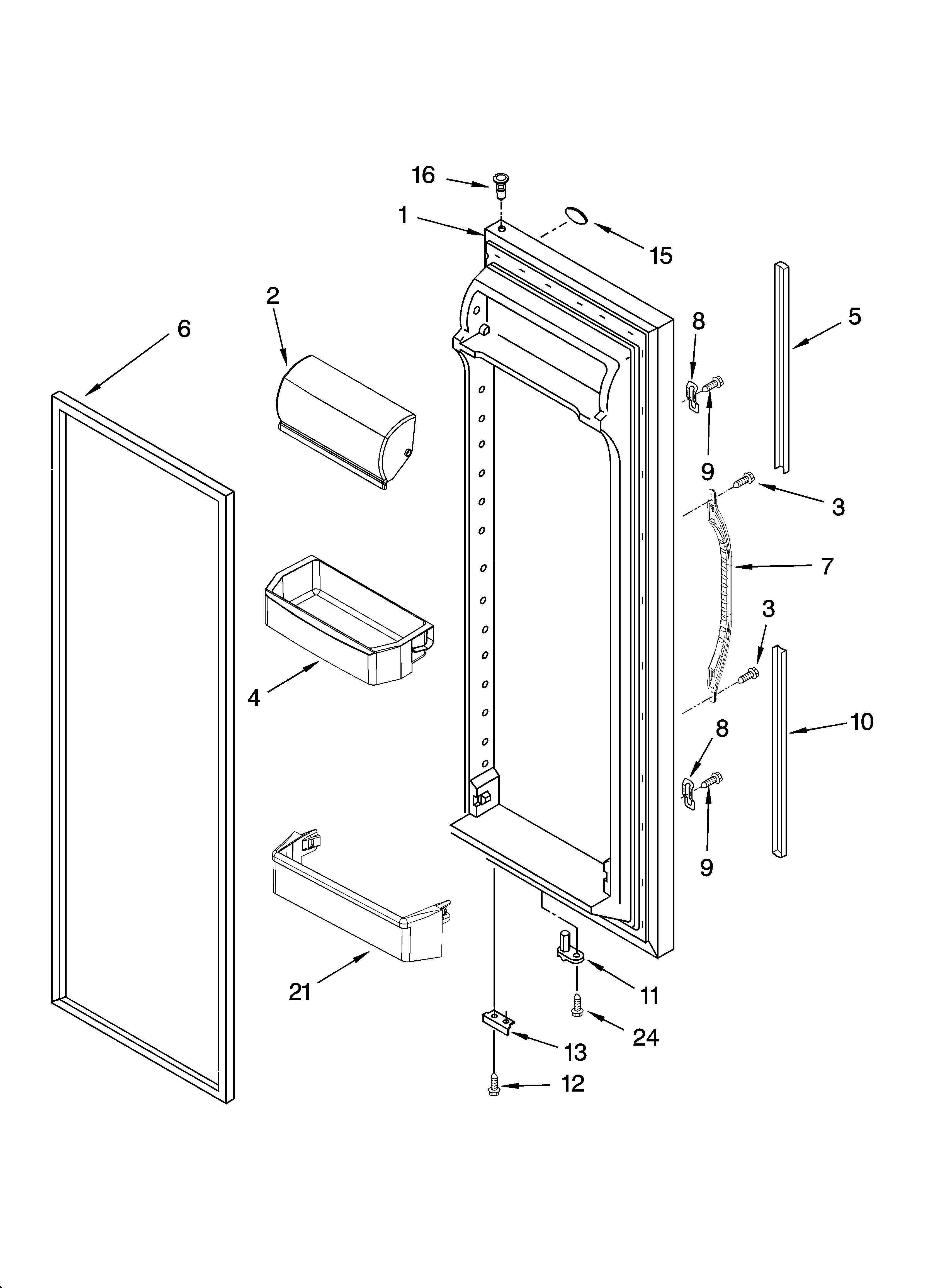 Whirlpool ED2NHGXRL02 refrigerator door parts diagram