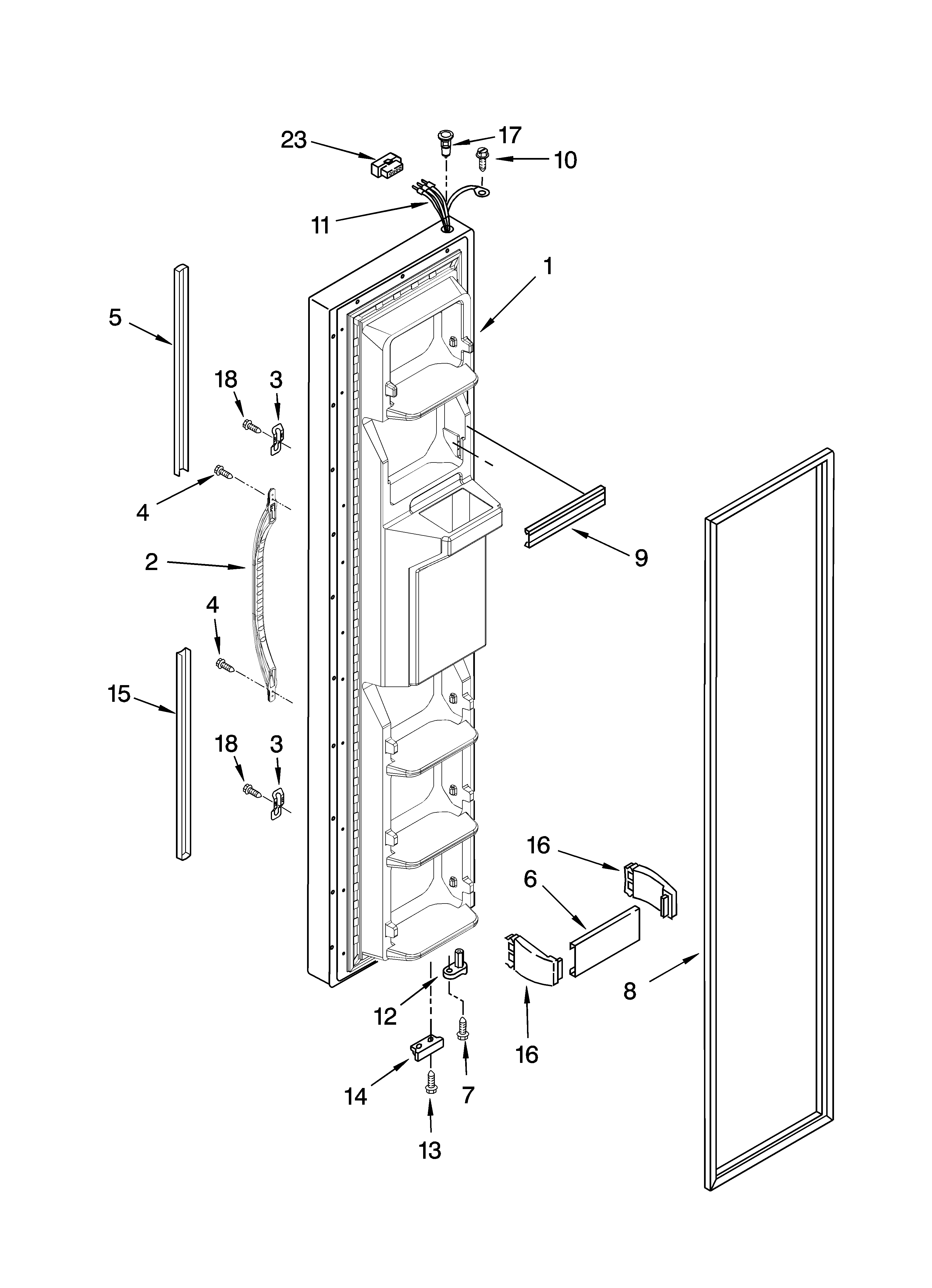 Whirlpool ED2NHGXRL02 freezer door parts diagram