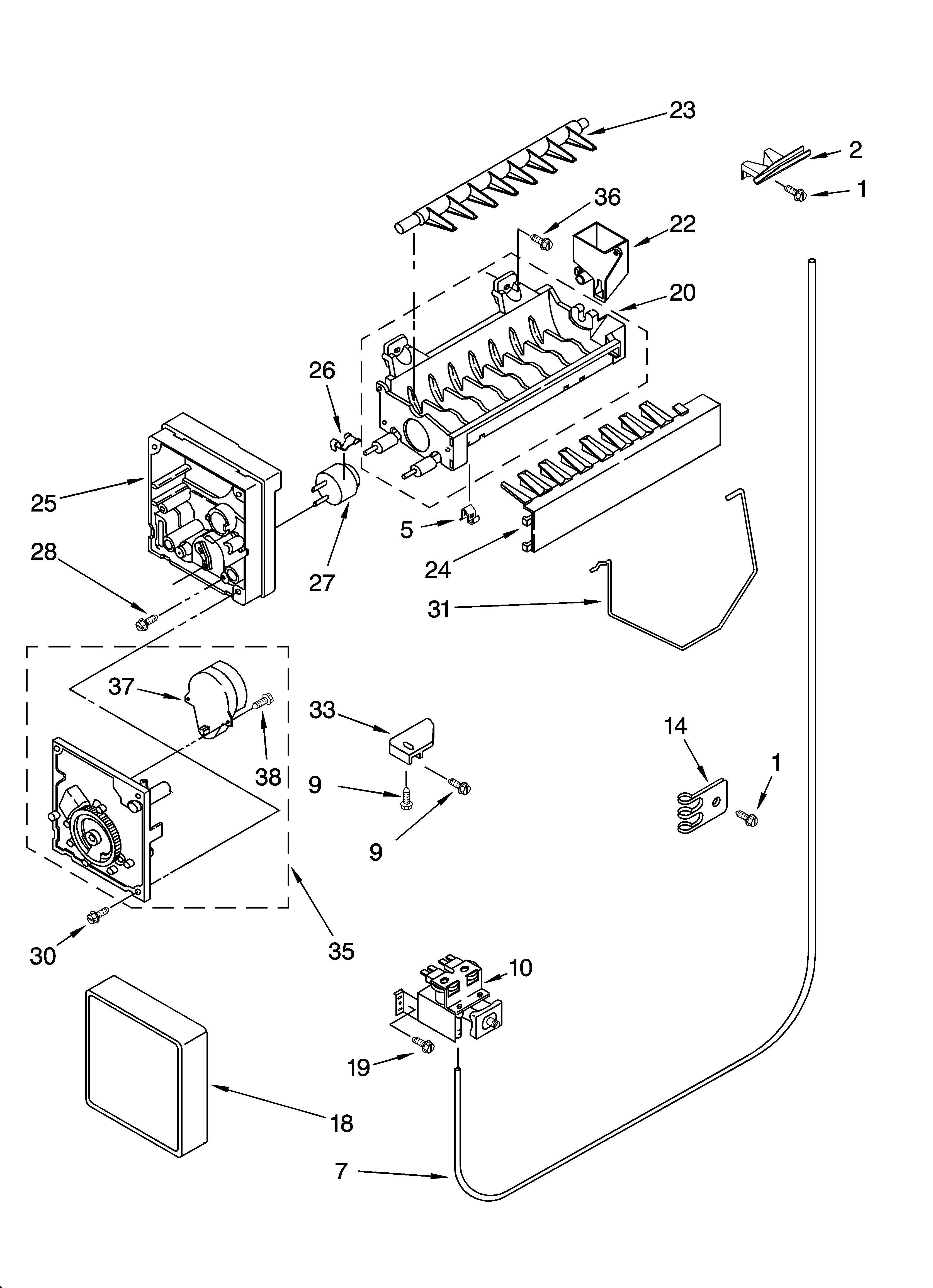 Whirlpool ED2NHGXRL02 icemaker parts, optional parts (not included) diagram