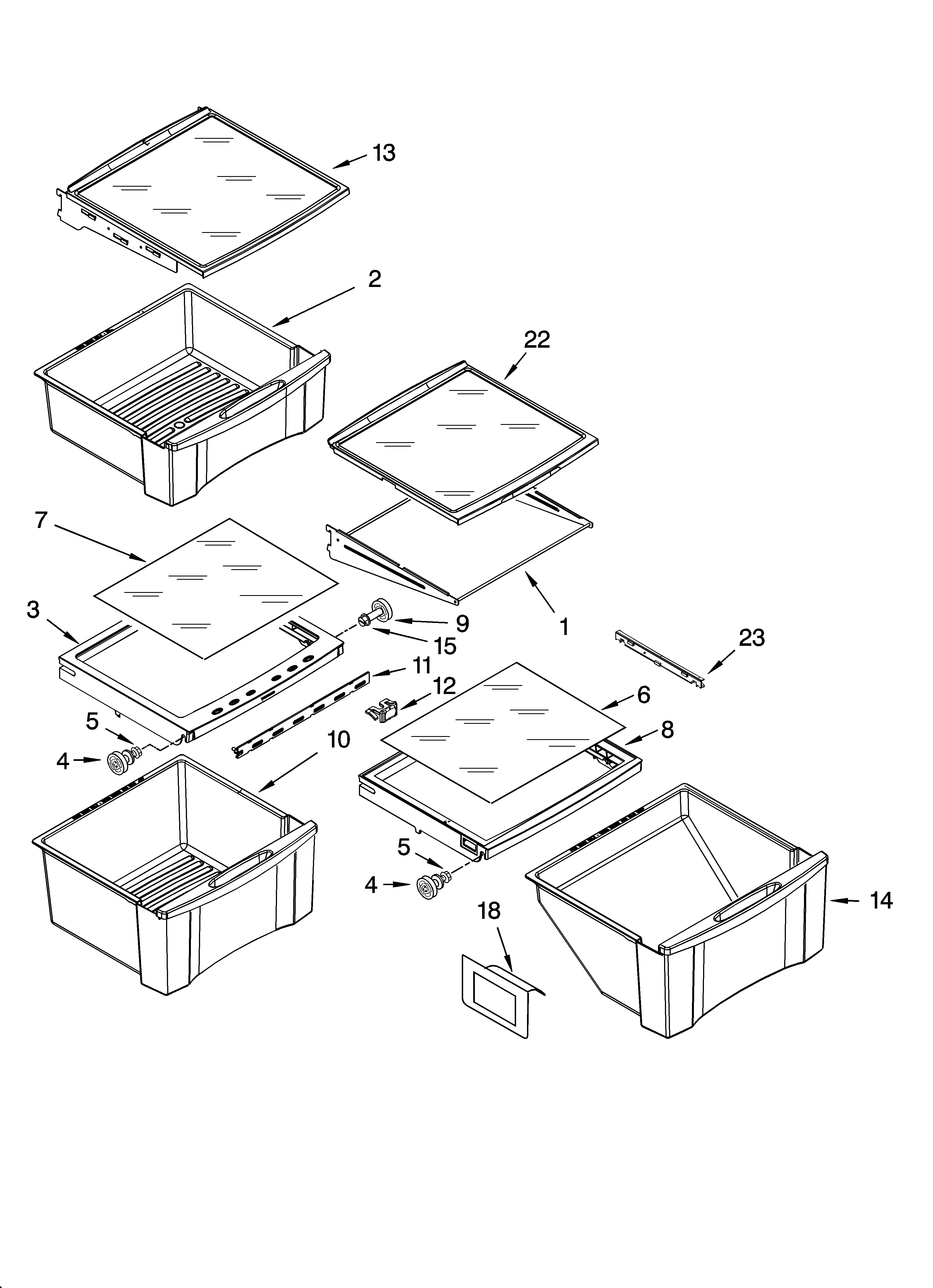 Whirlpool GF6NFEXRB01 refrigerator shelf parts diagram