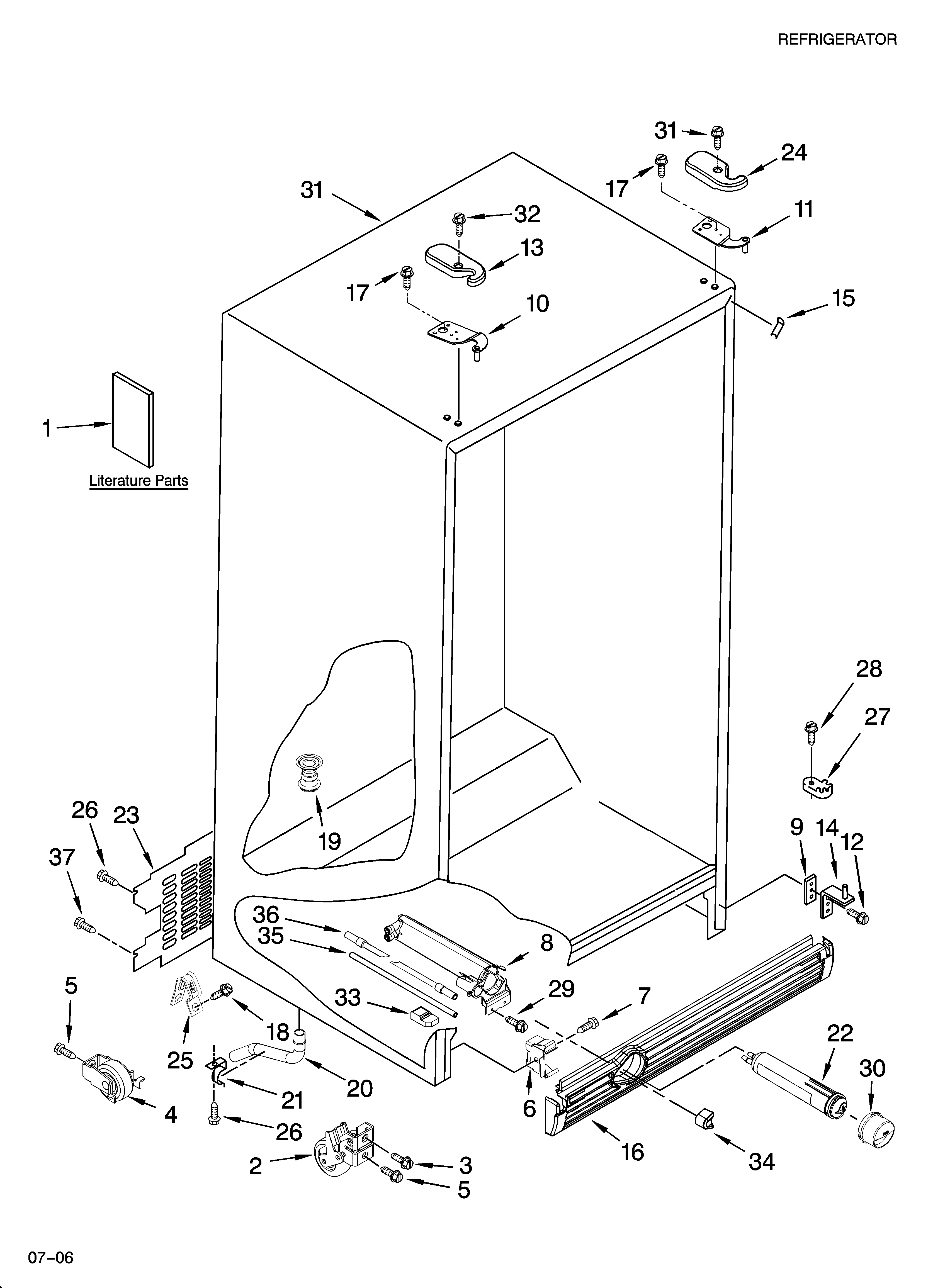 Whirlpool GS2SHAXSB00 cabinet parts diagram