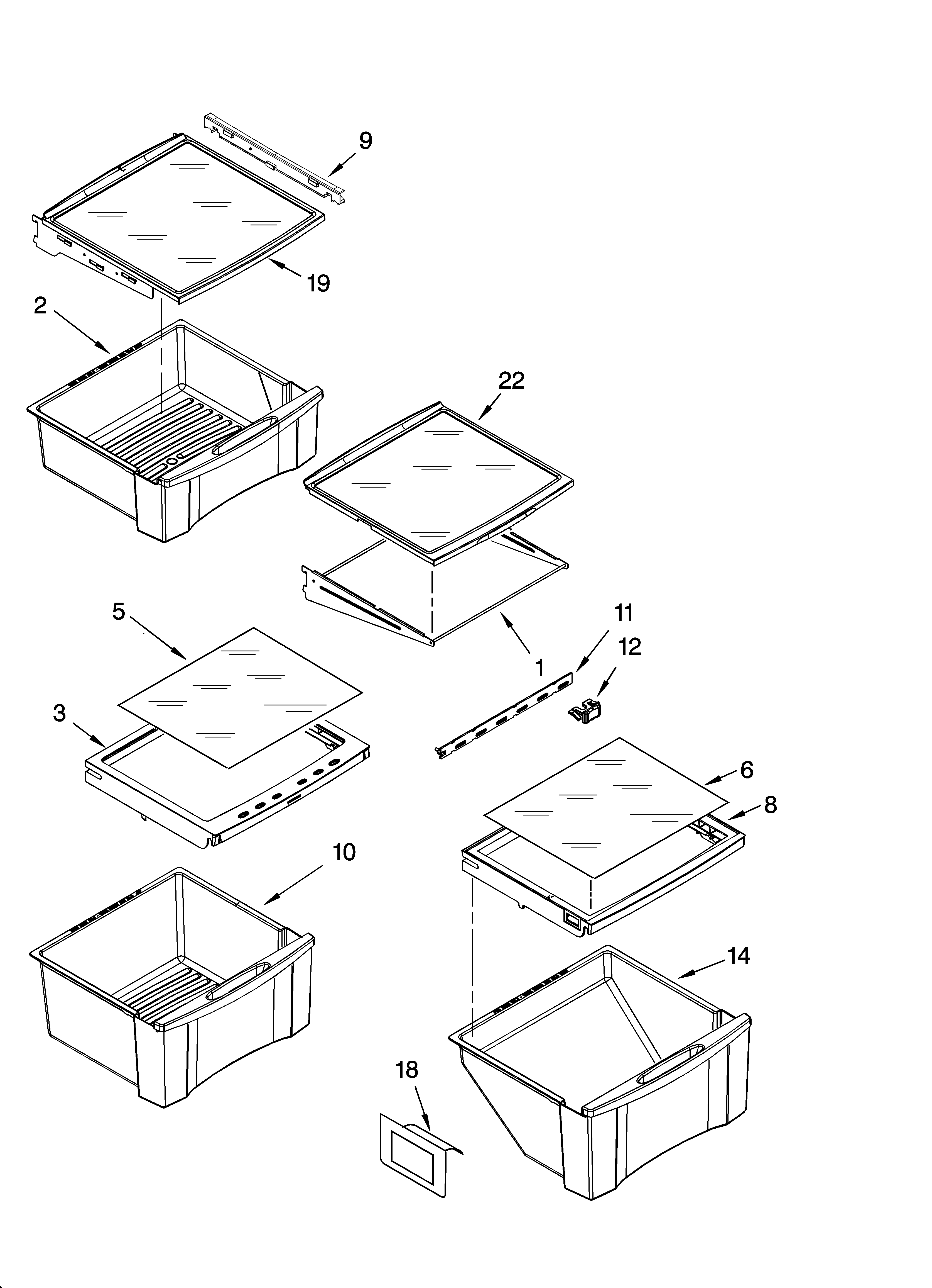 Whirlpool GS2SHAXSB00 refrigerator shelf parts diagram