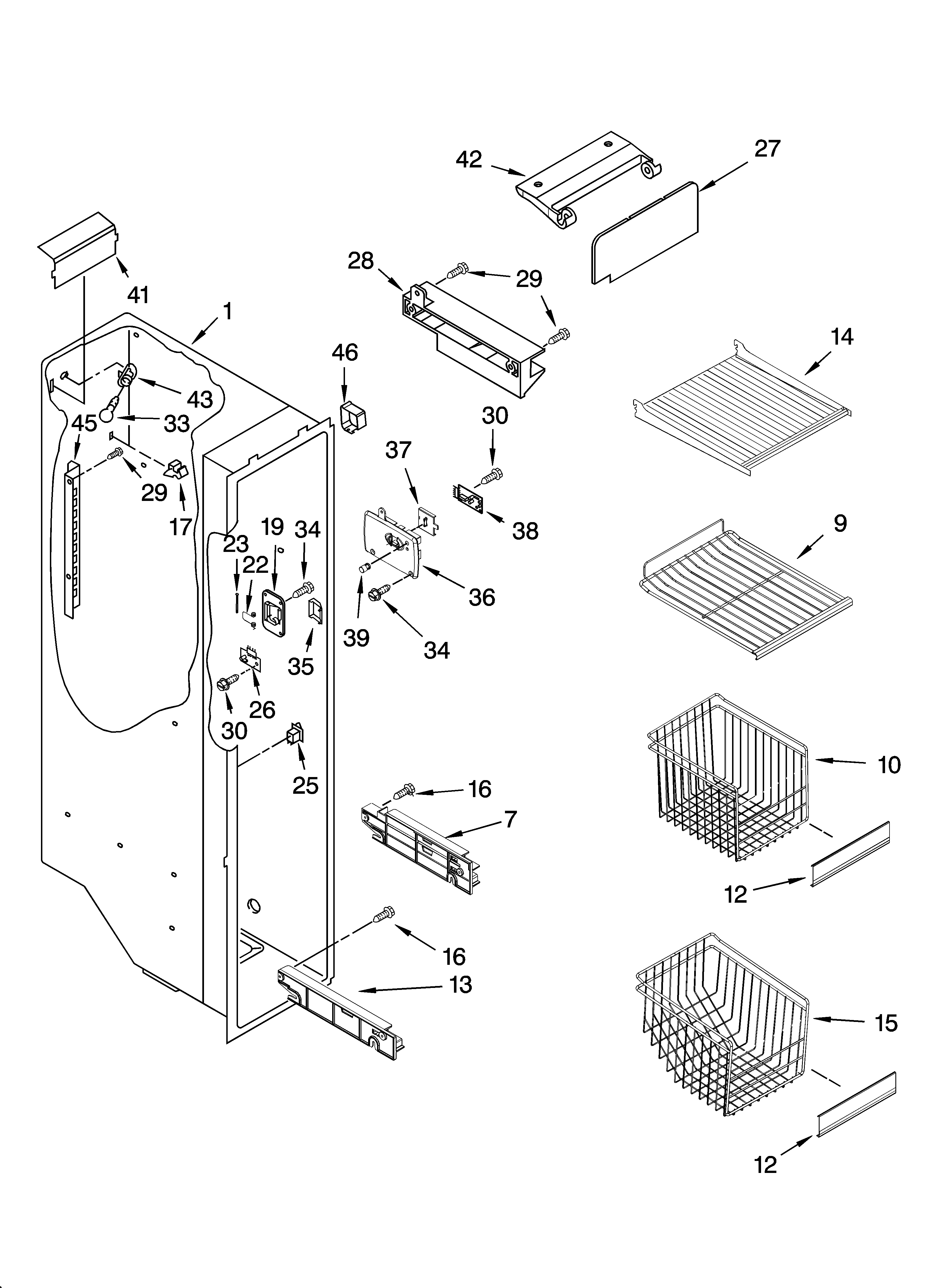 Whirlpool GS2SHAXSB00 freezer liner parts diagram