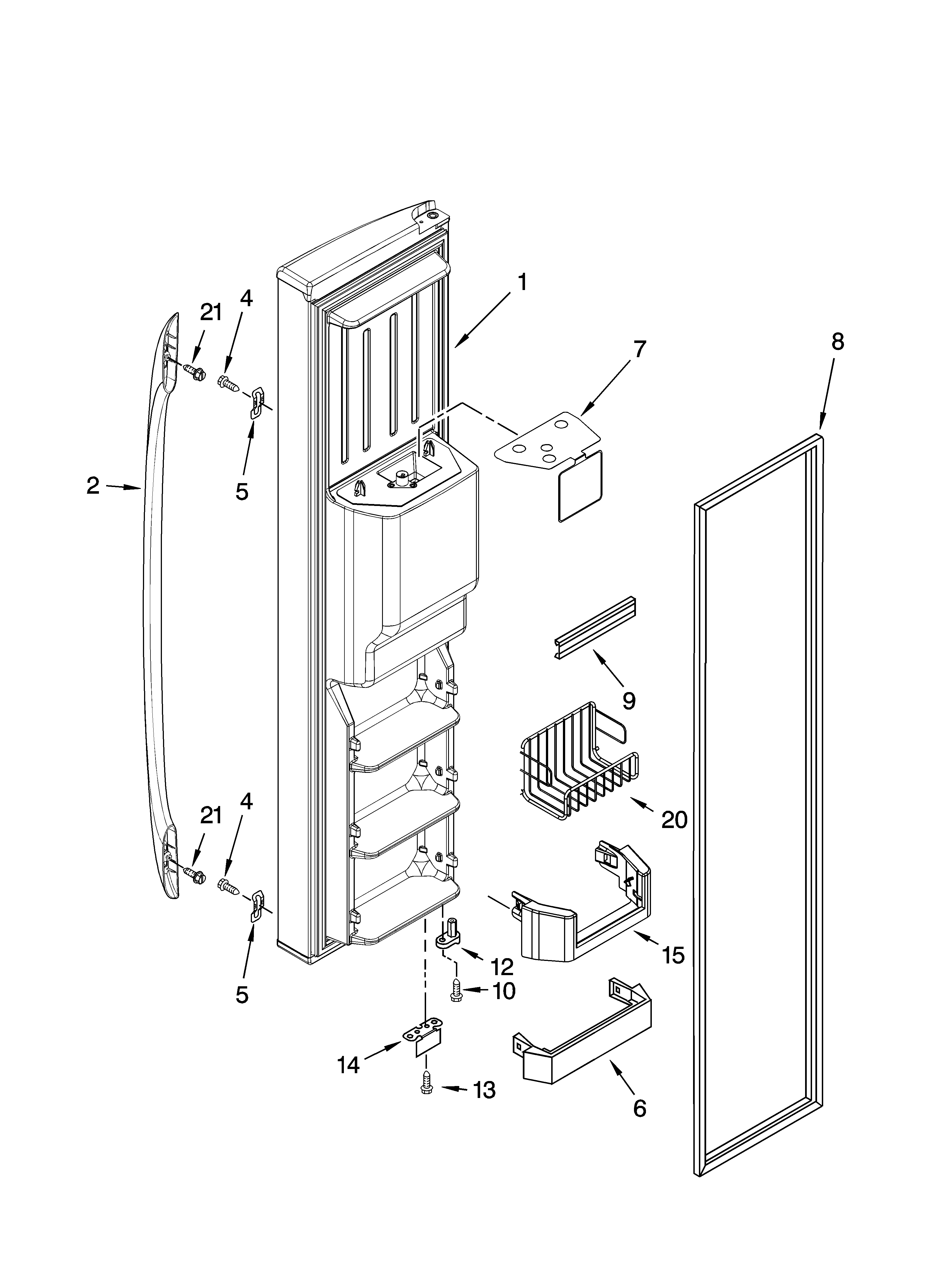 Whirlpool GS2SHAXSB00 freezer door parts diagram