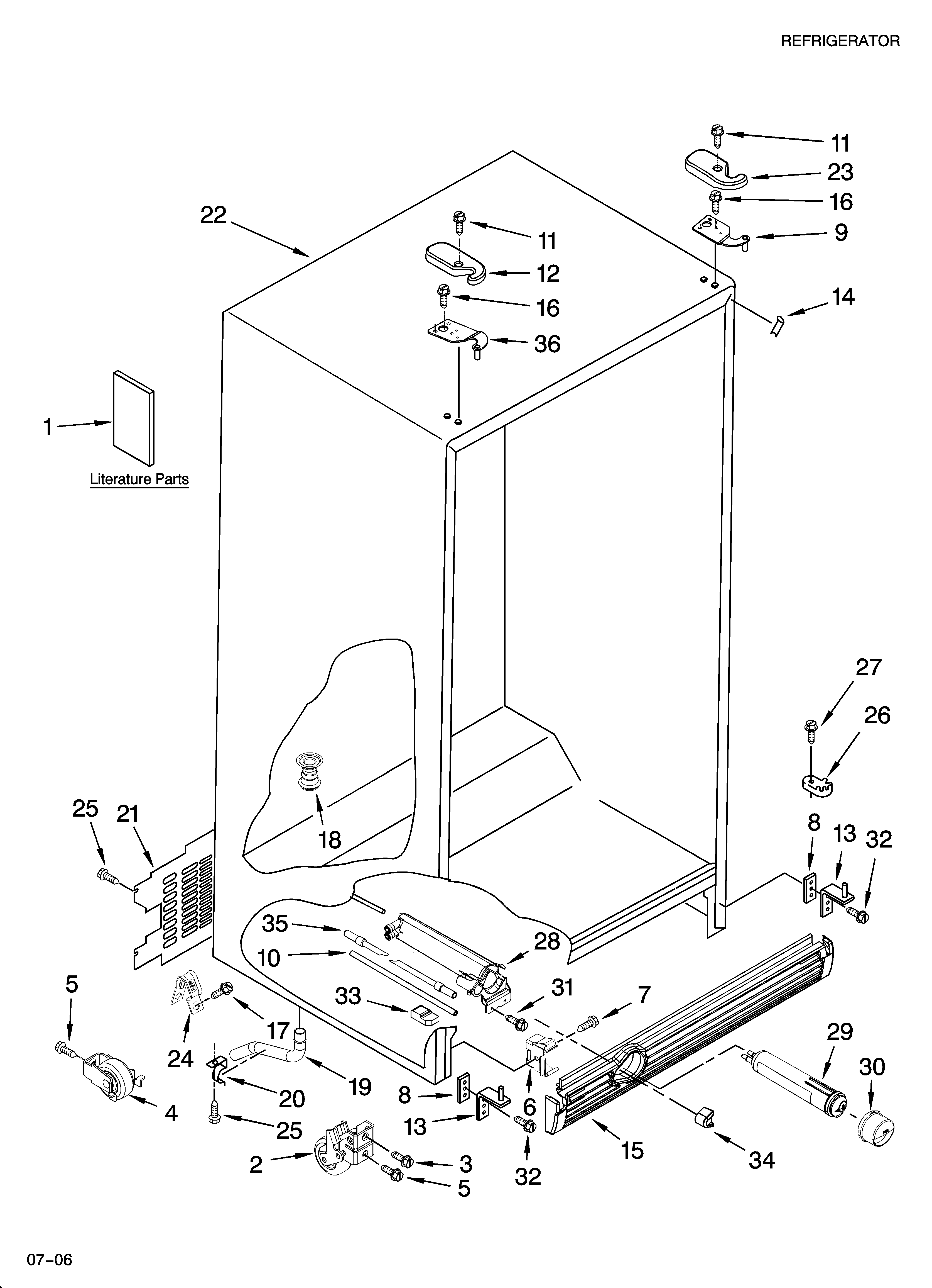 Whirlpool GS5SHAXSA01 cabinet parts diagram