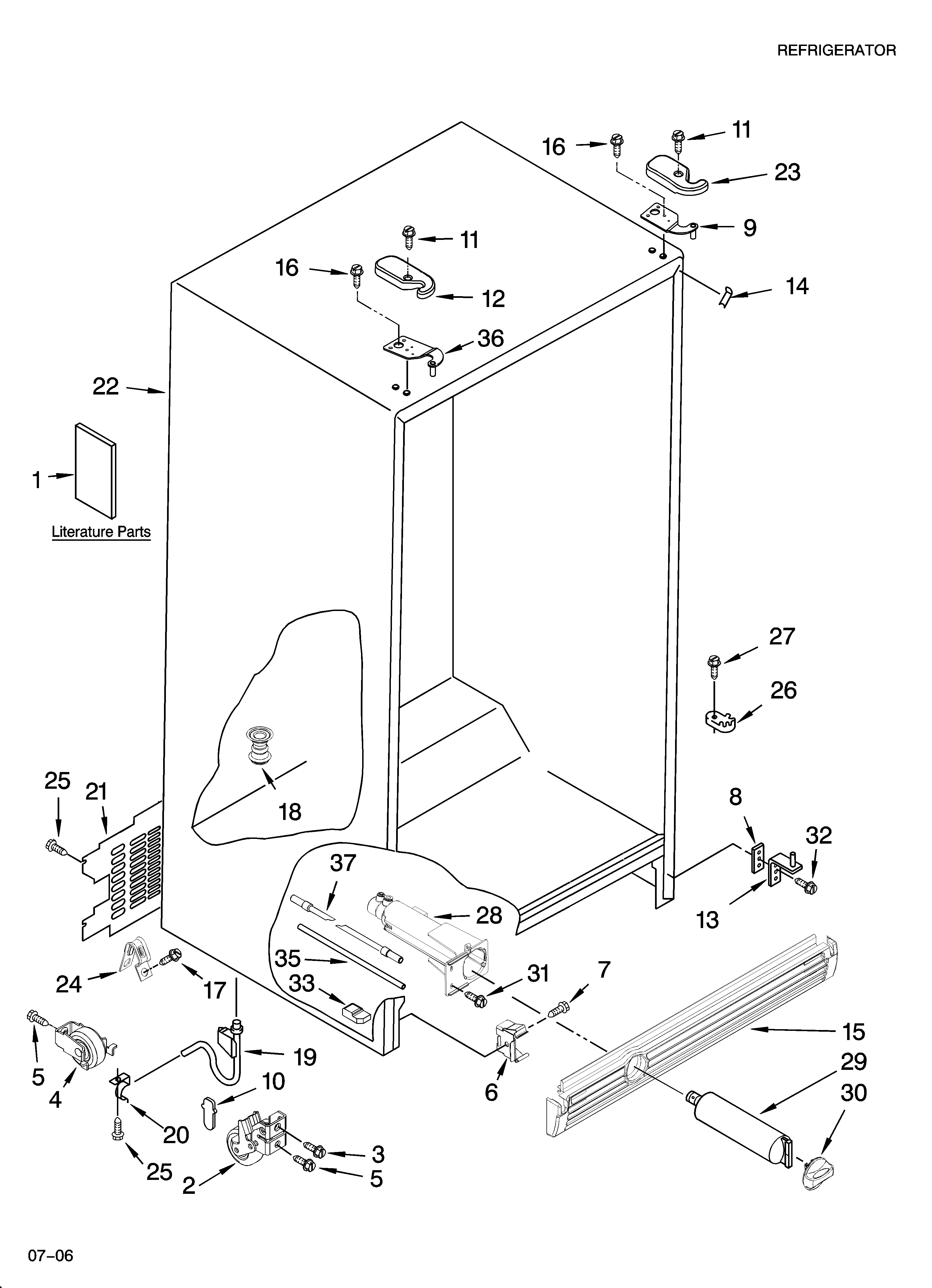 Whirlpool GS6SHEXNS03 cabinet parts diagram