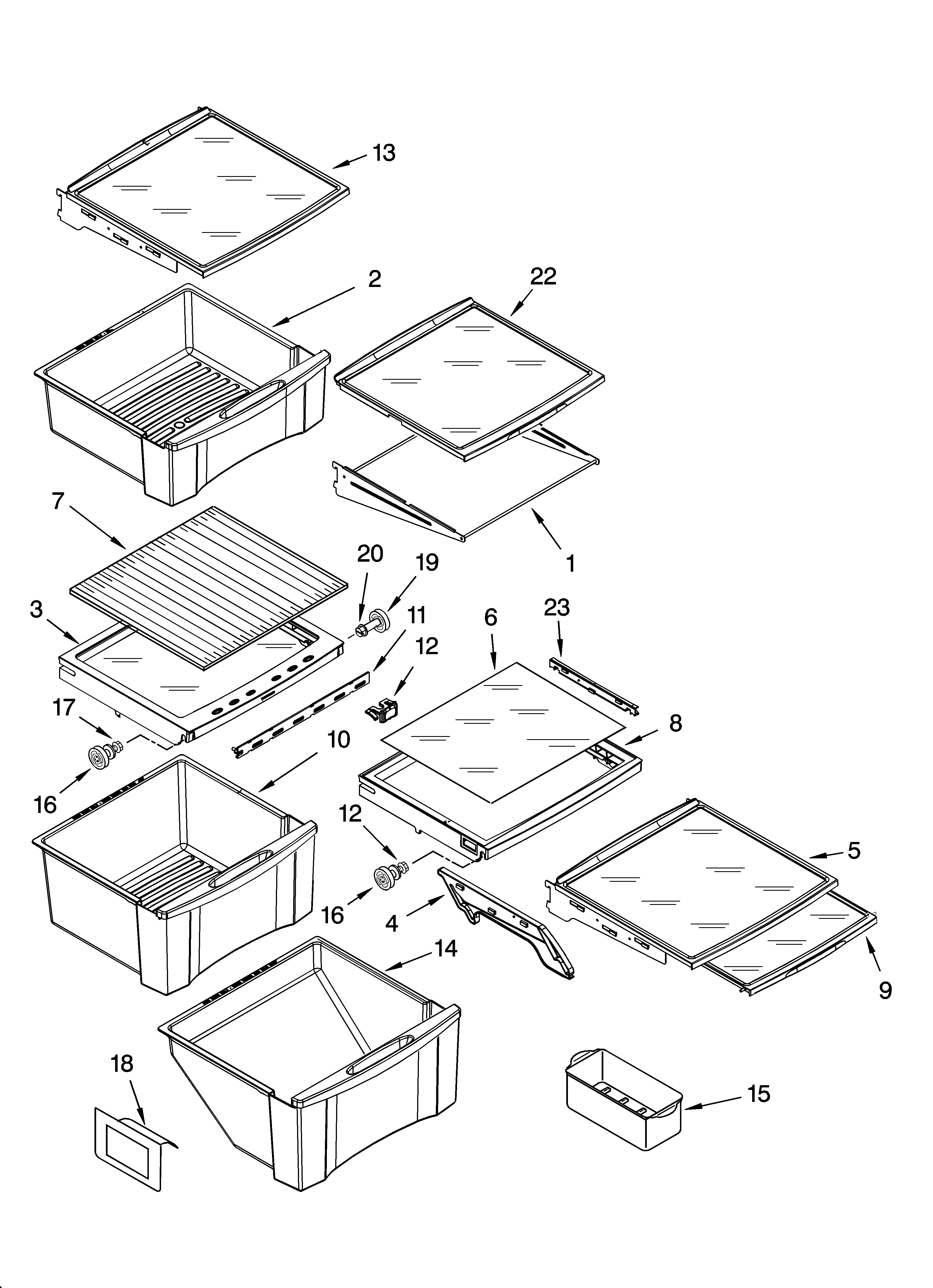 Whirlpool GS6SHEXNS03 refrigerator shelf parts diagram