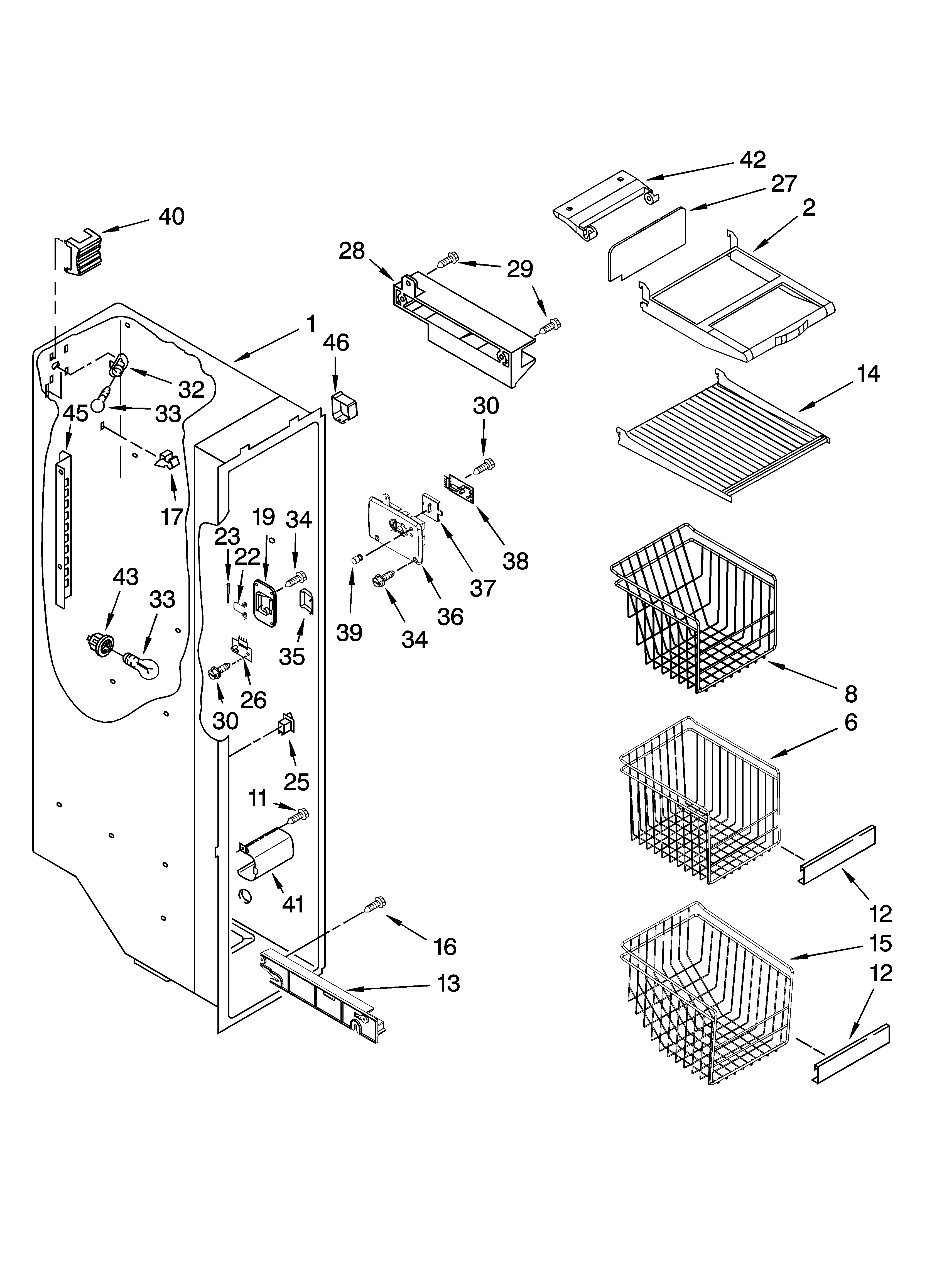 Whirlpool GS6SHEXNS03 freezer liner parts diagram