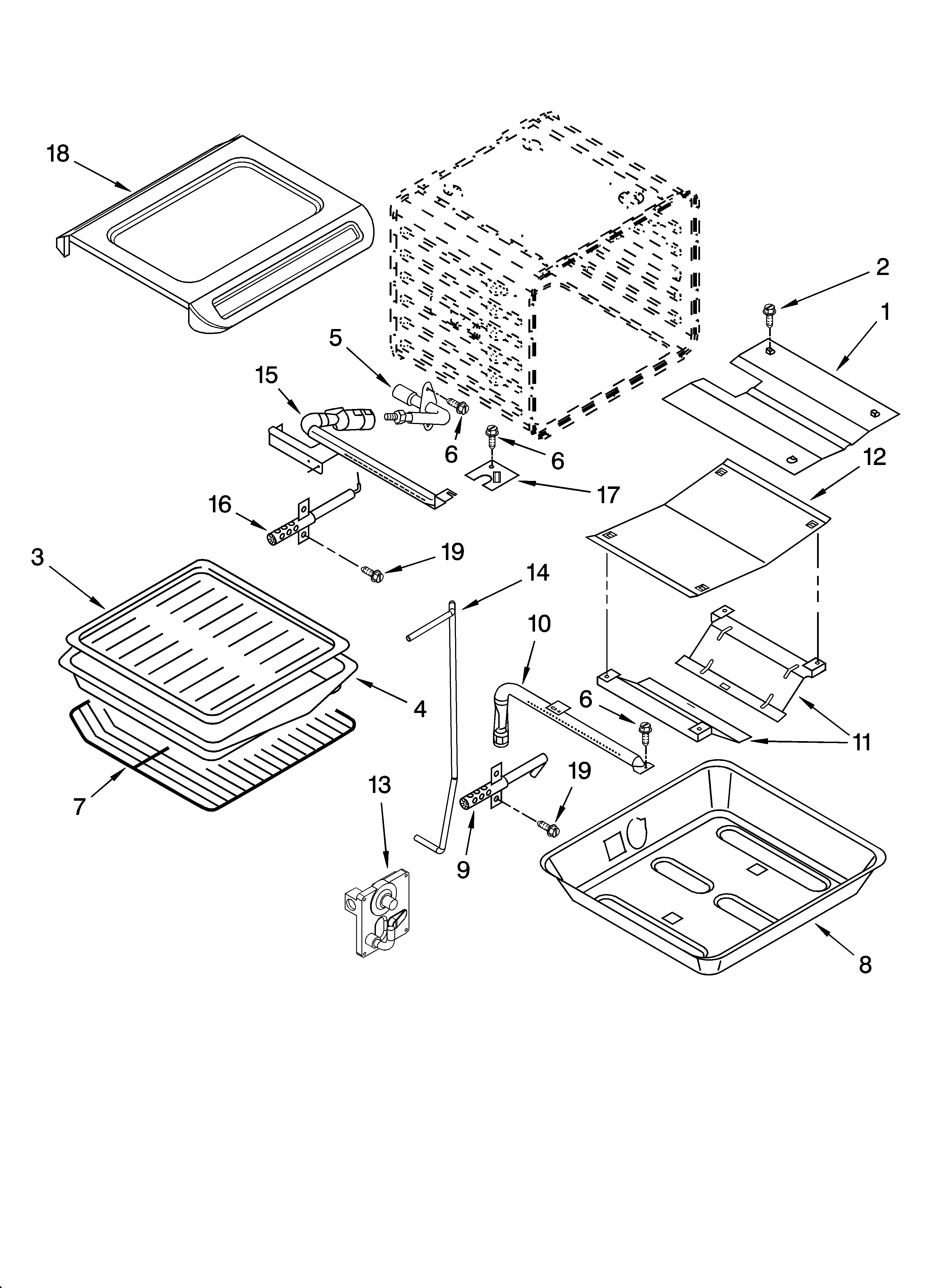 Whirlpool GW395LEPB03 internal oven parts diagram