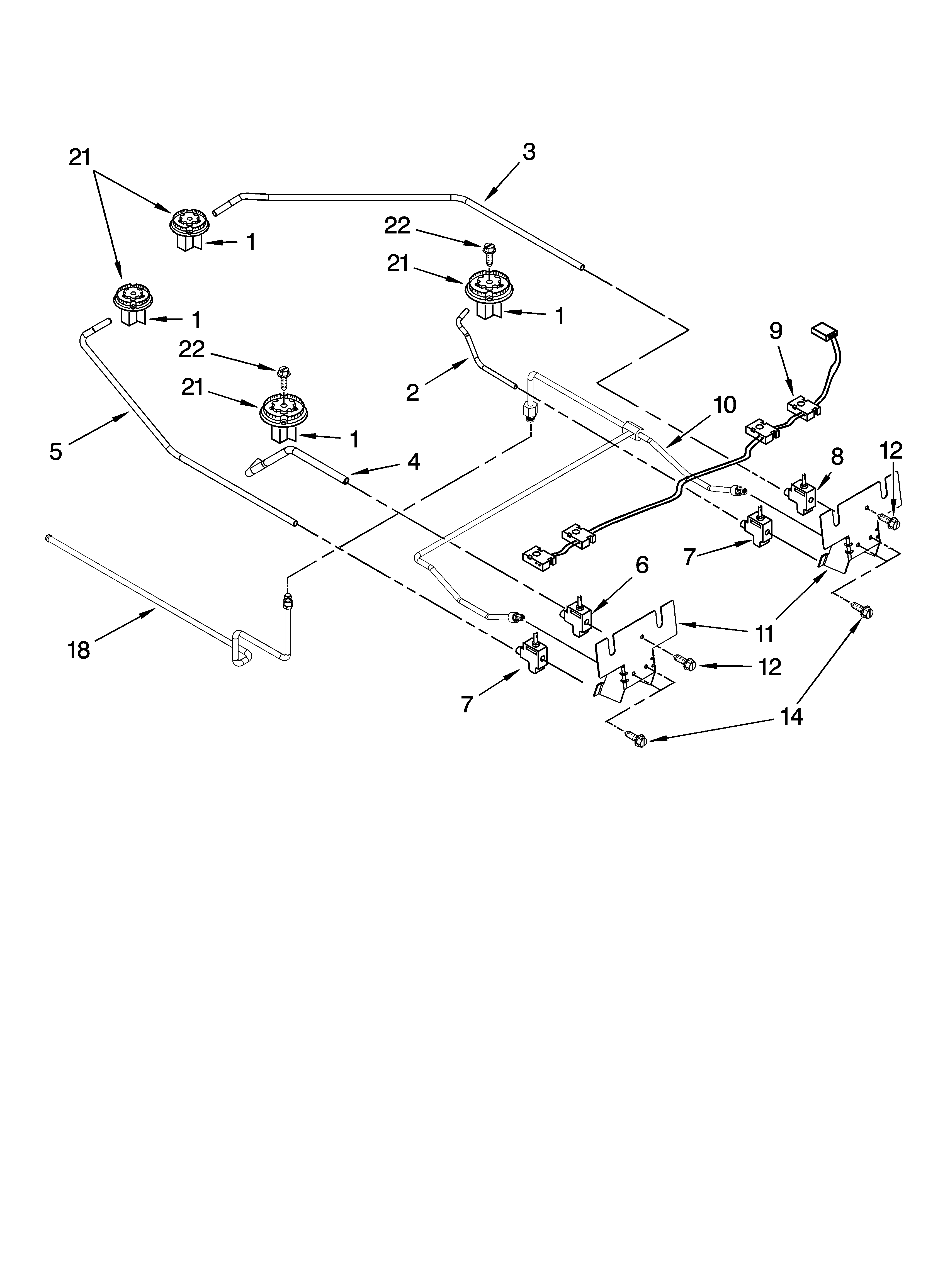 Whirlpool GW395LEPB03 cooktop burner parts, optional parts diagram