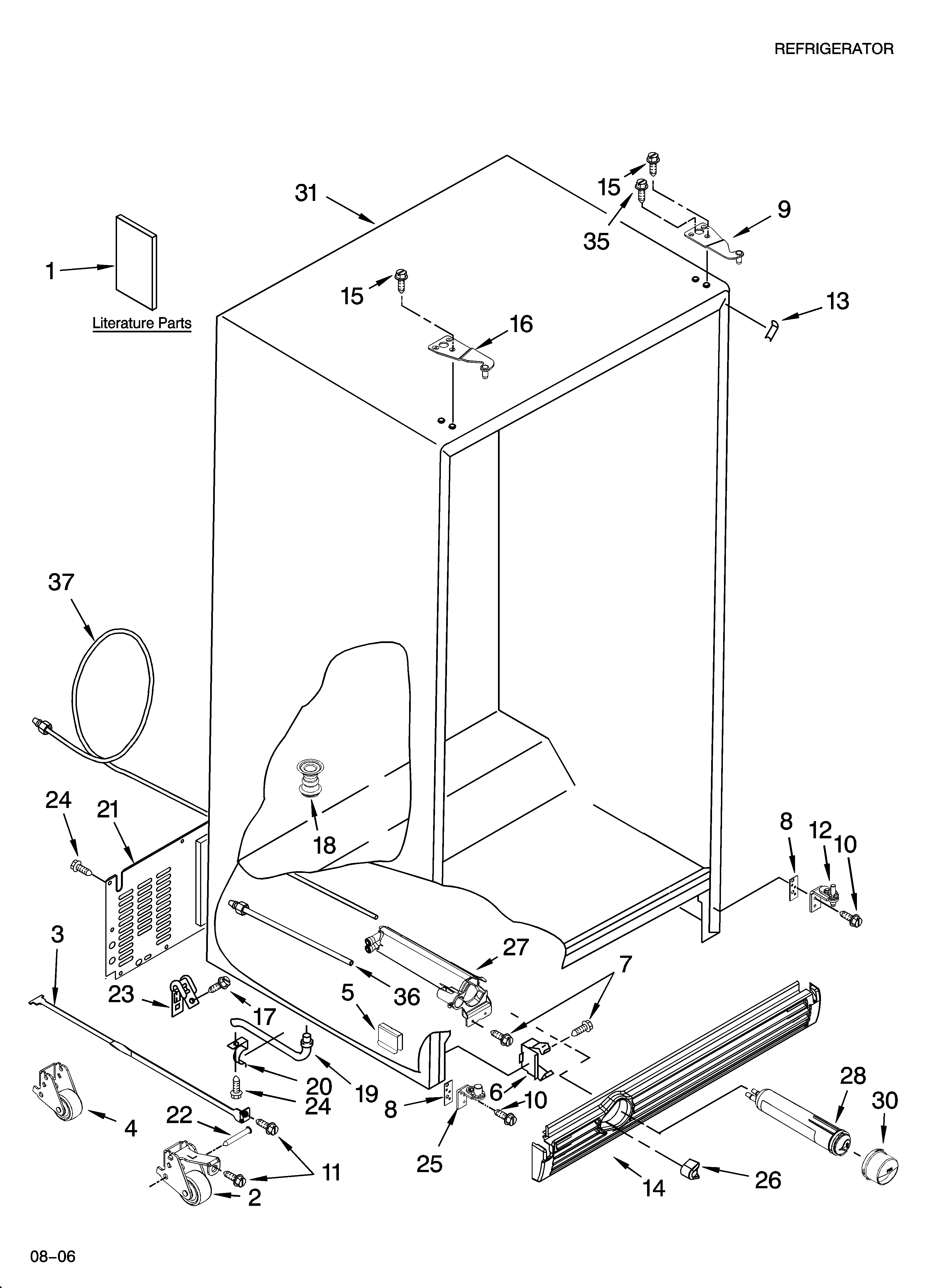 KitchenAid KSCS23FSWH00 cabinet parts diagram