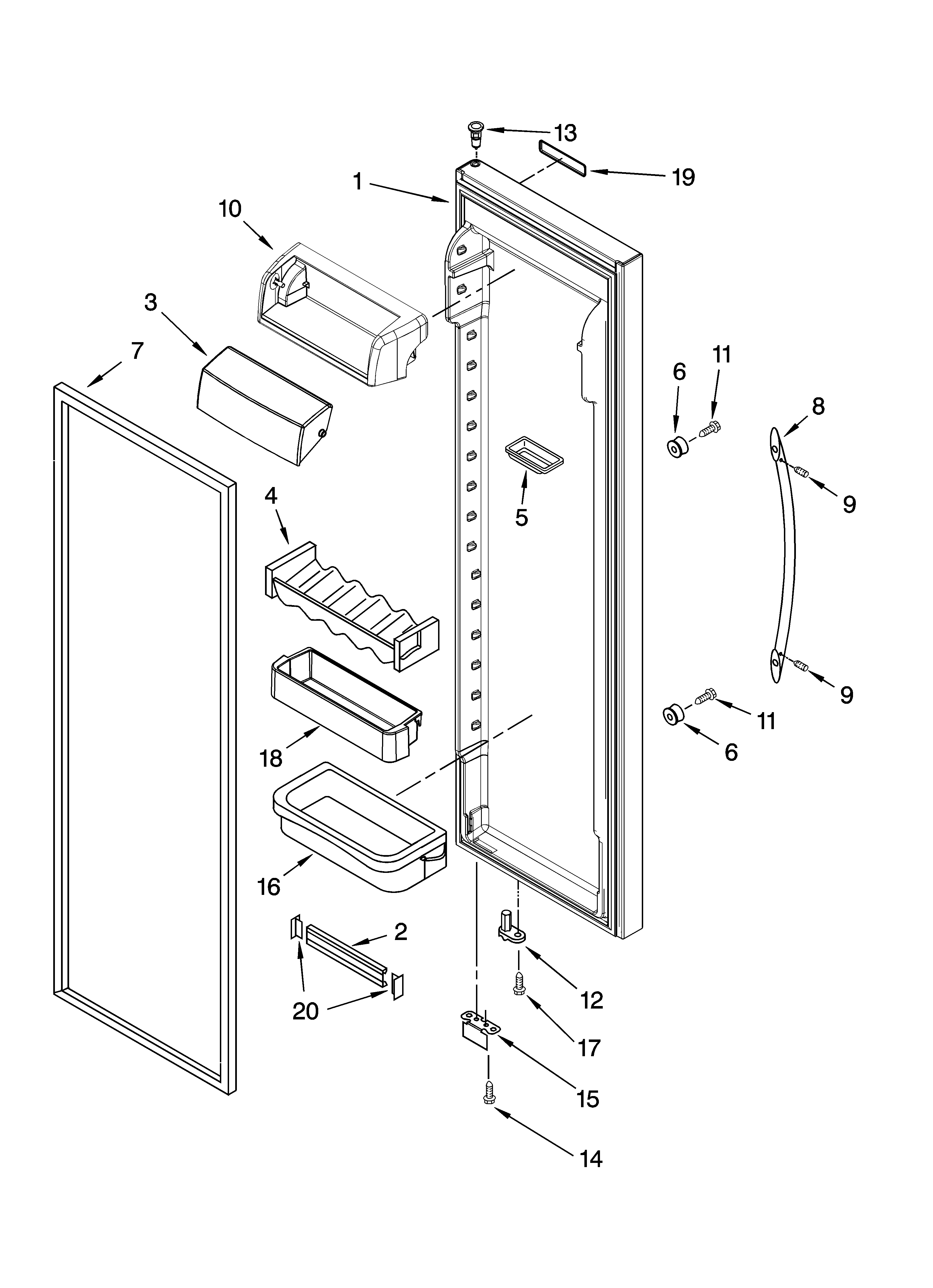 KitchenAid KSCS23FSWH00 refrigerator door parts diagram