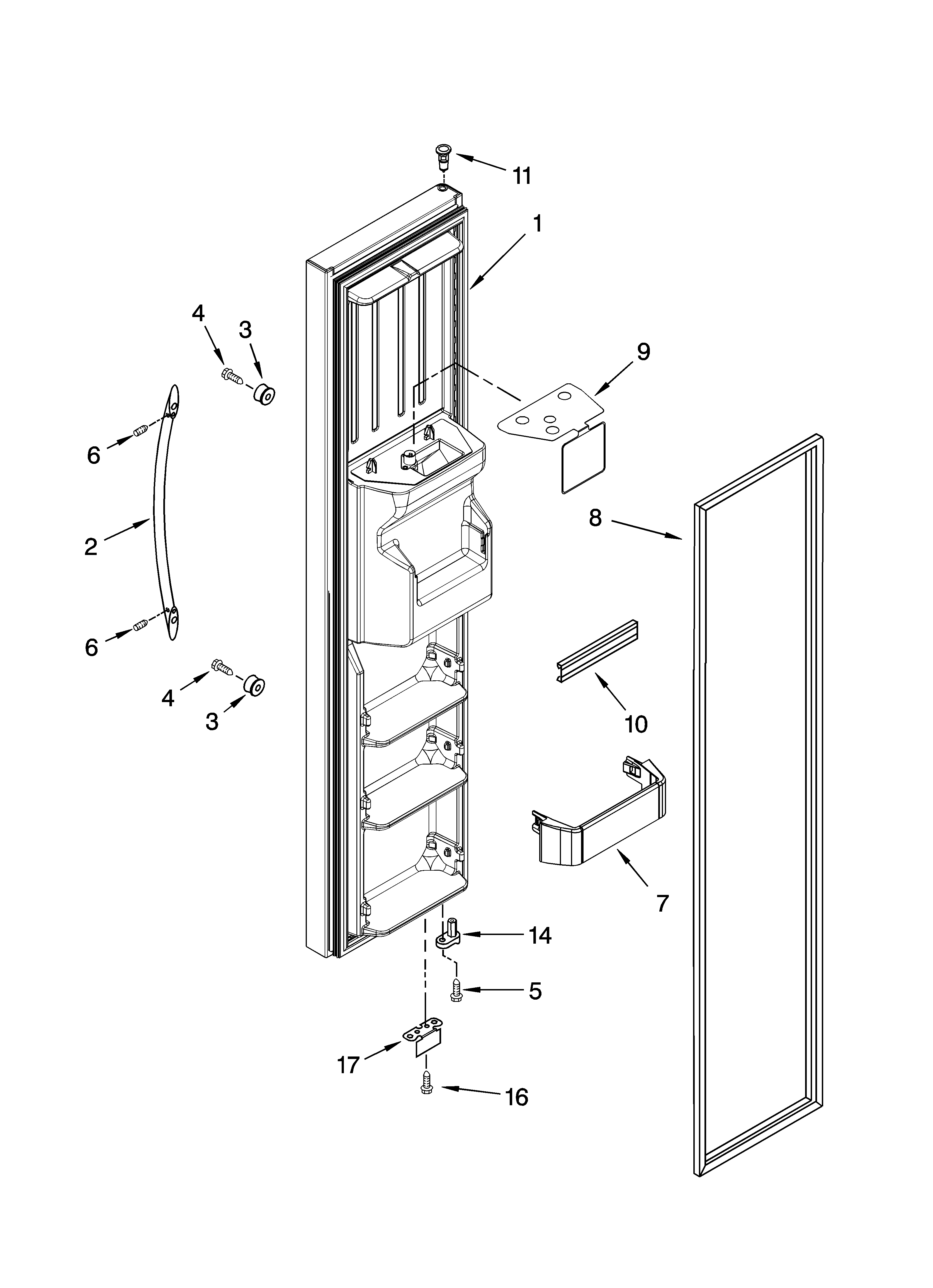 KitchenAid KSCS23FSWH00 freezer door parts diagram