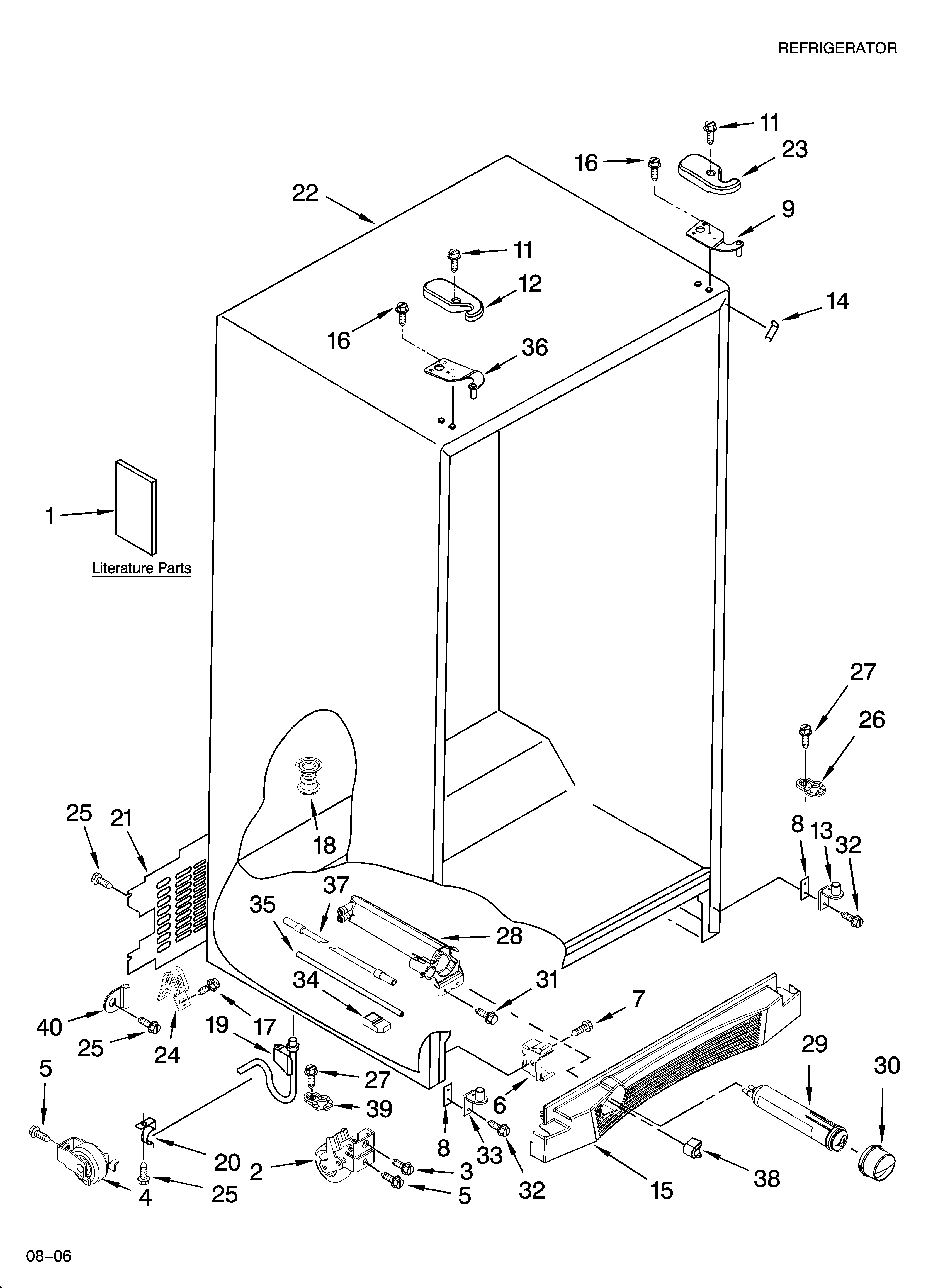 KitchenAid KSRS25CSBT00 cabinet parts diagram
