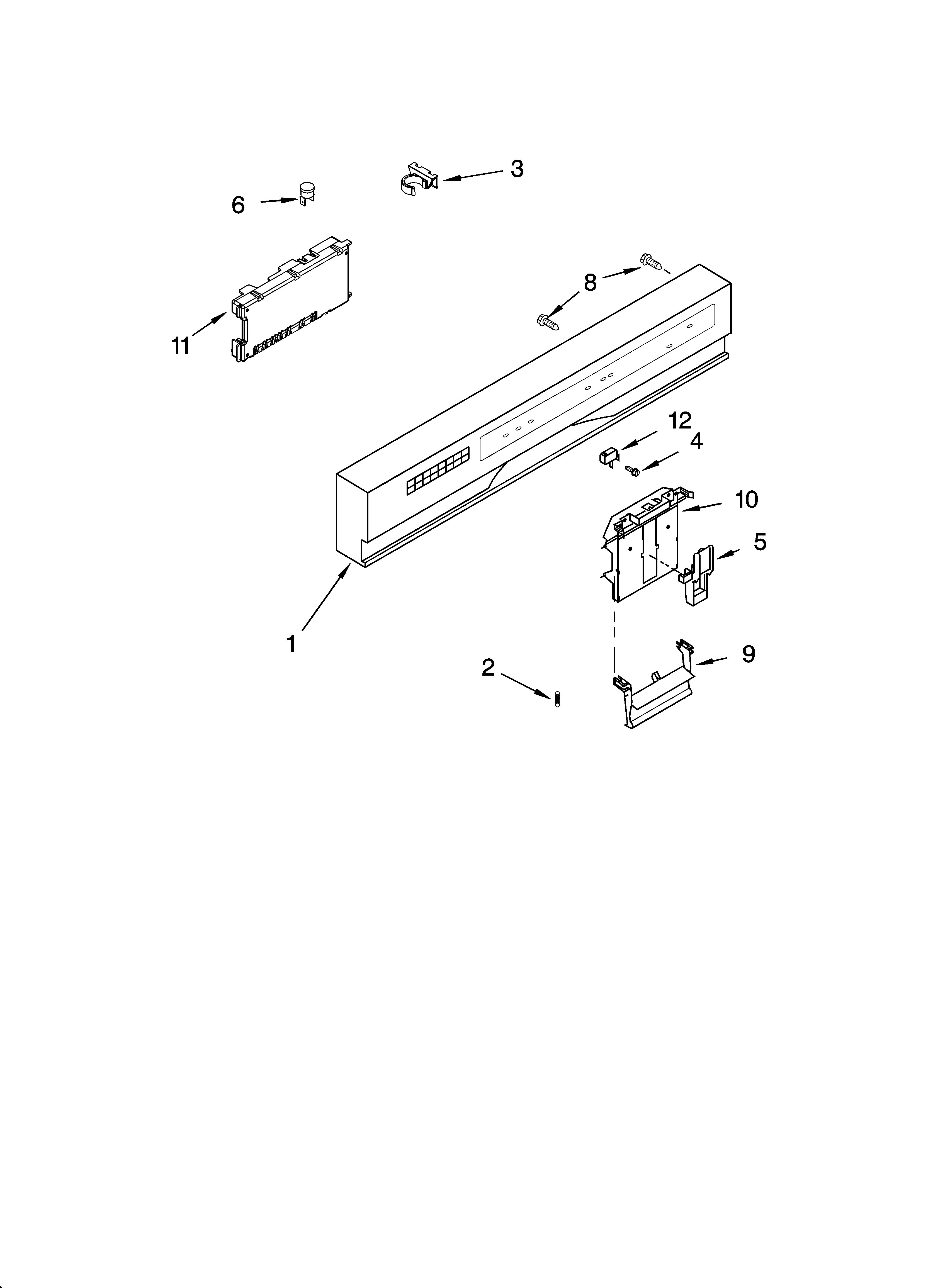 KitchenAid KUDC02IRBL1 control panel parts diagram