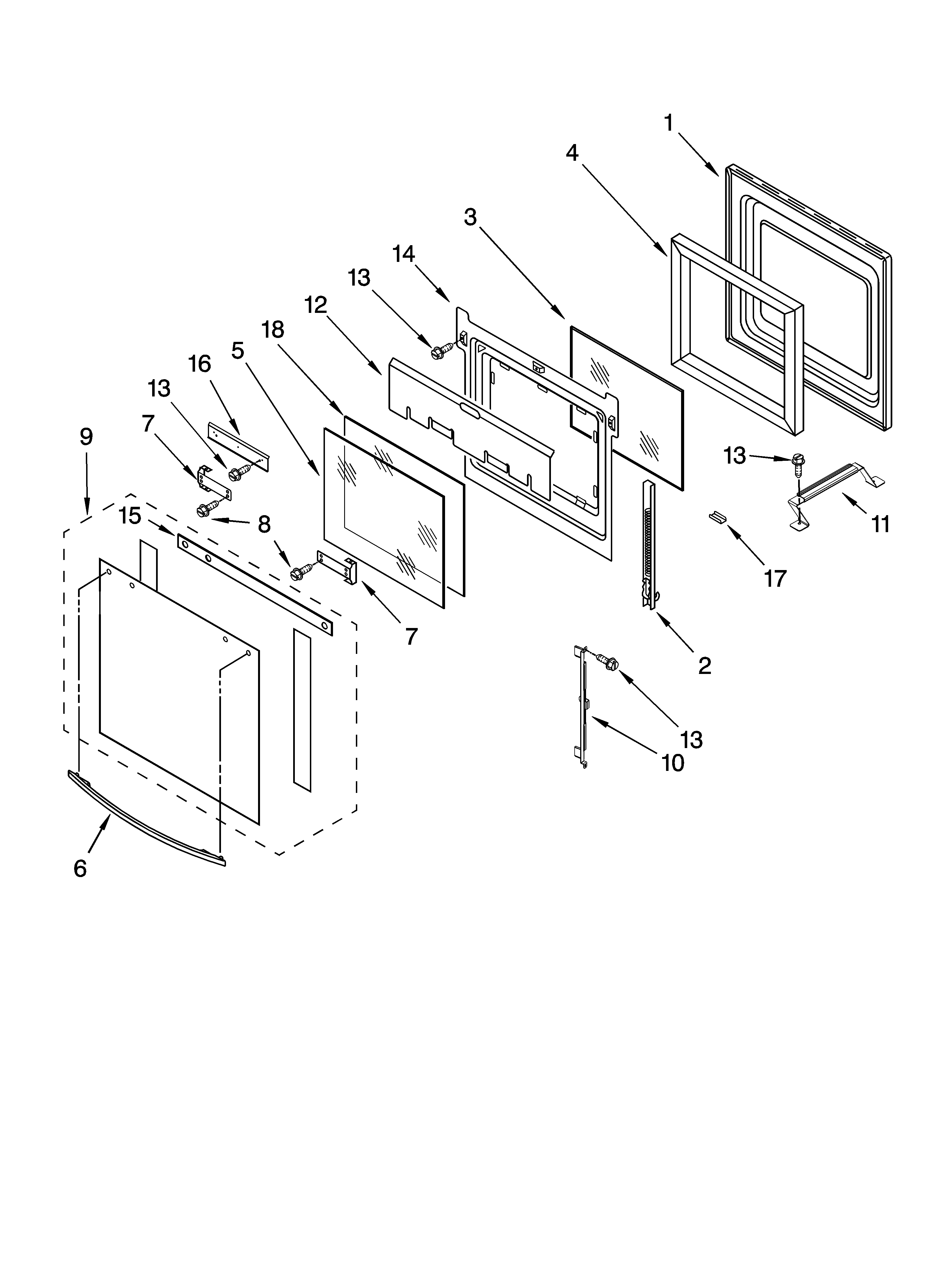 Whirlpool RS675PXGQ15 oven door parts diagram