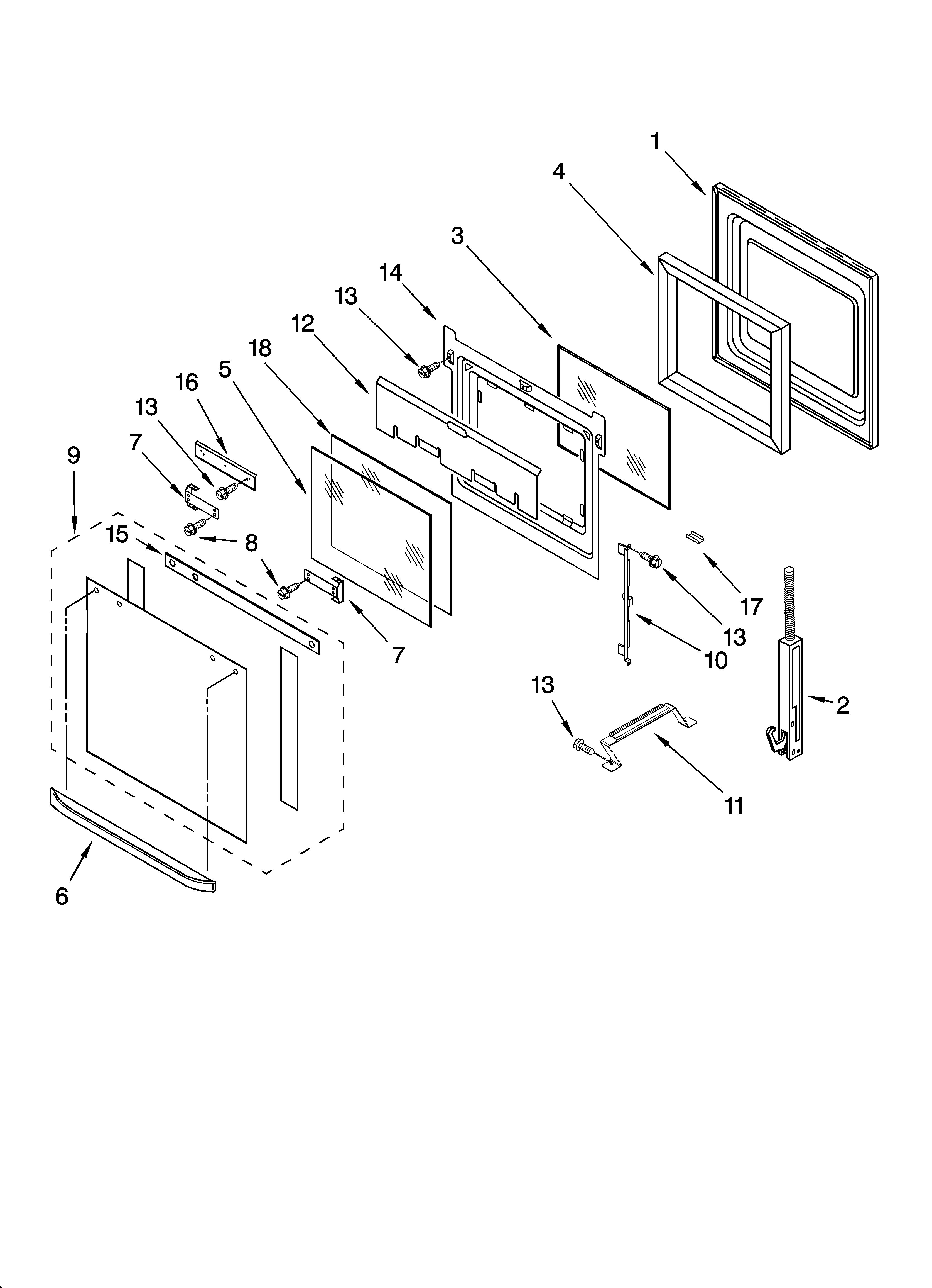 Whirlpool RS696PXGQ15 oven door parts diagram