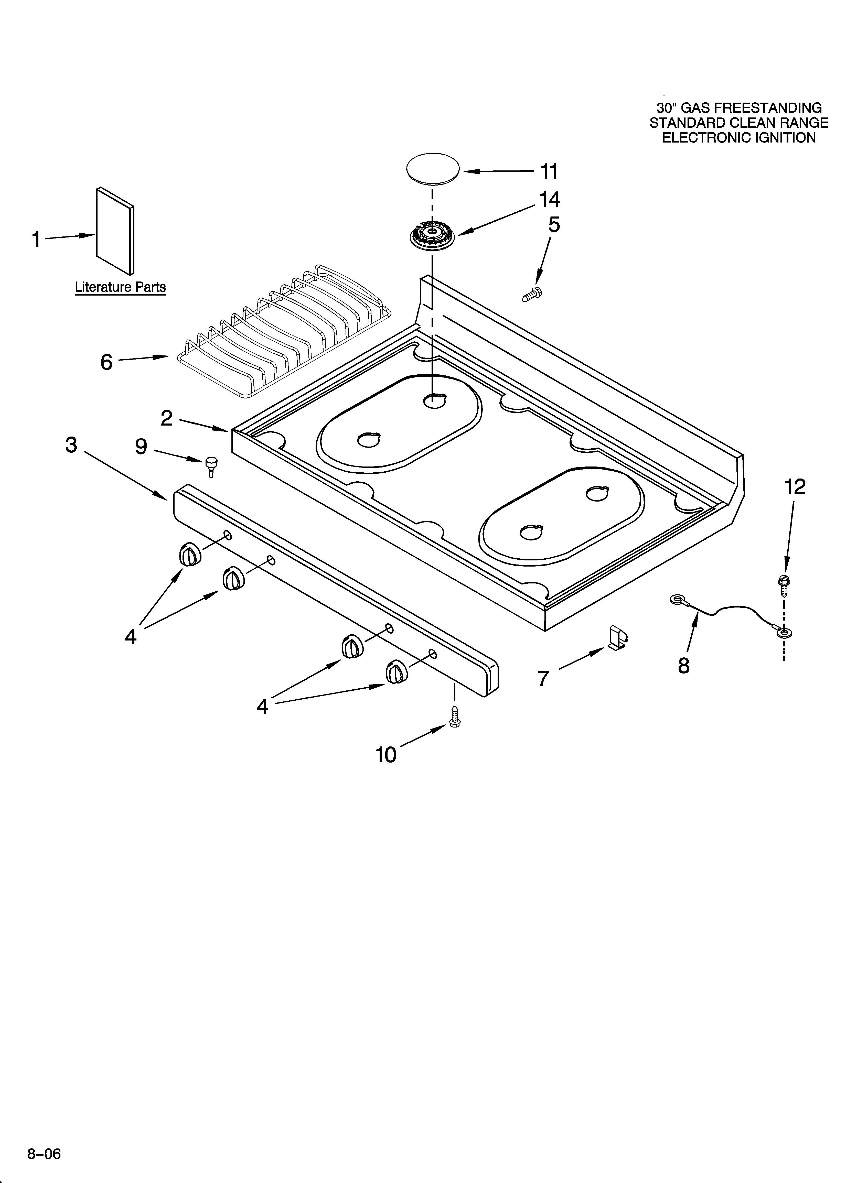 Whirlpool SF114PXSB1 cooktop parts diagram