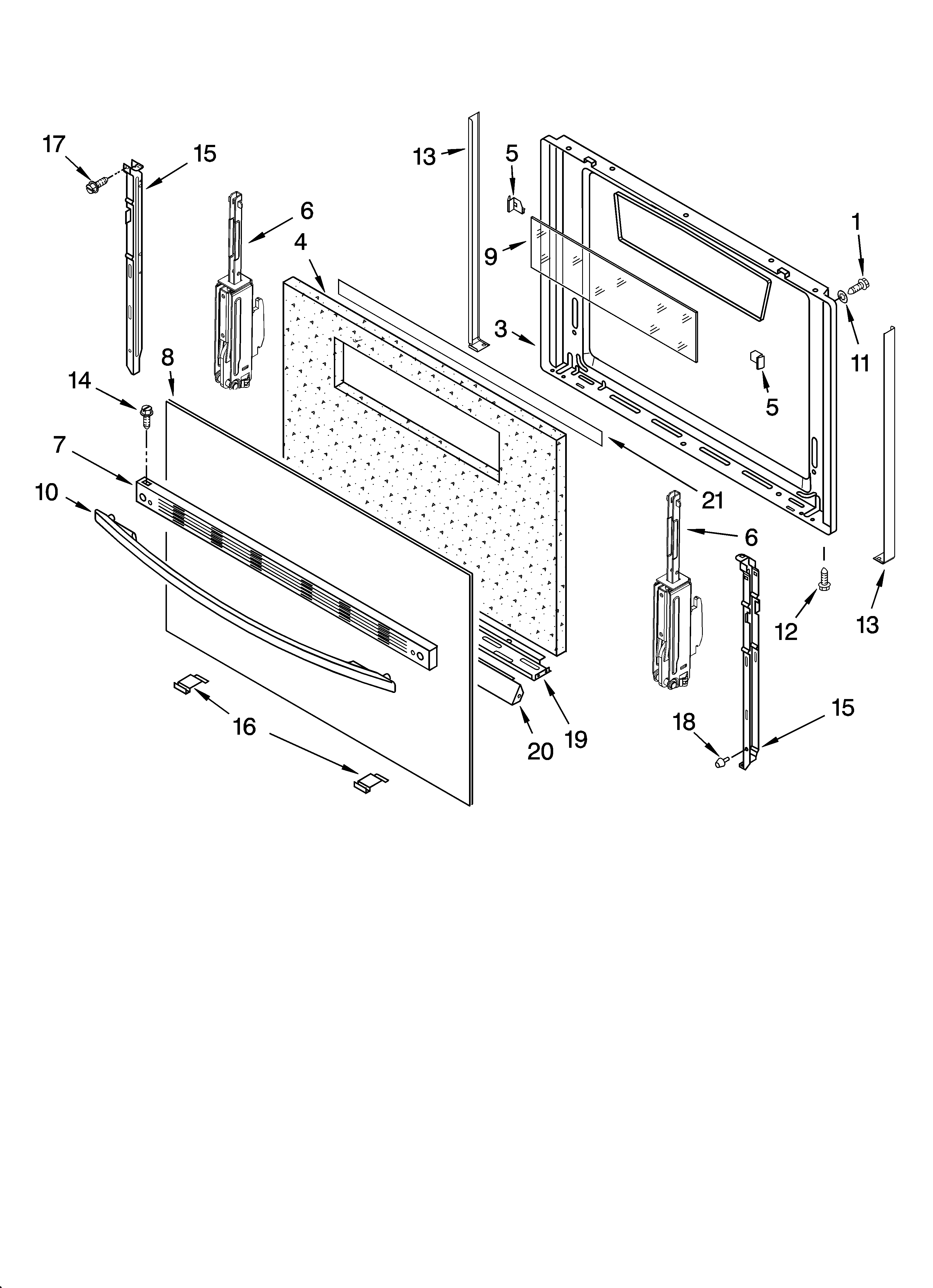 Whirlpool SF114PXSB1 door parts, optional parts (not included) diagram