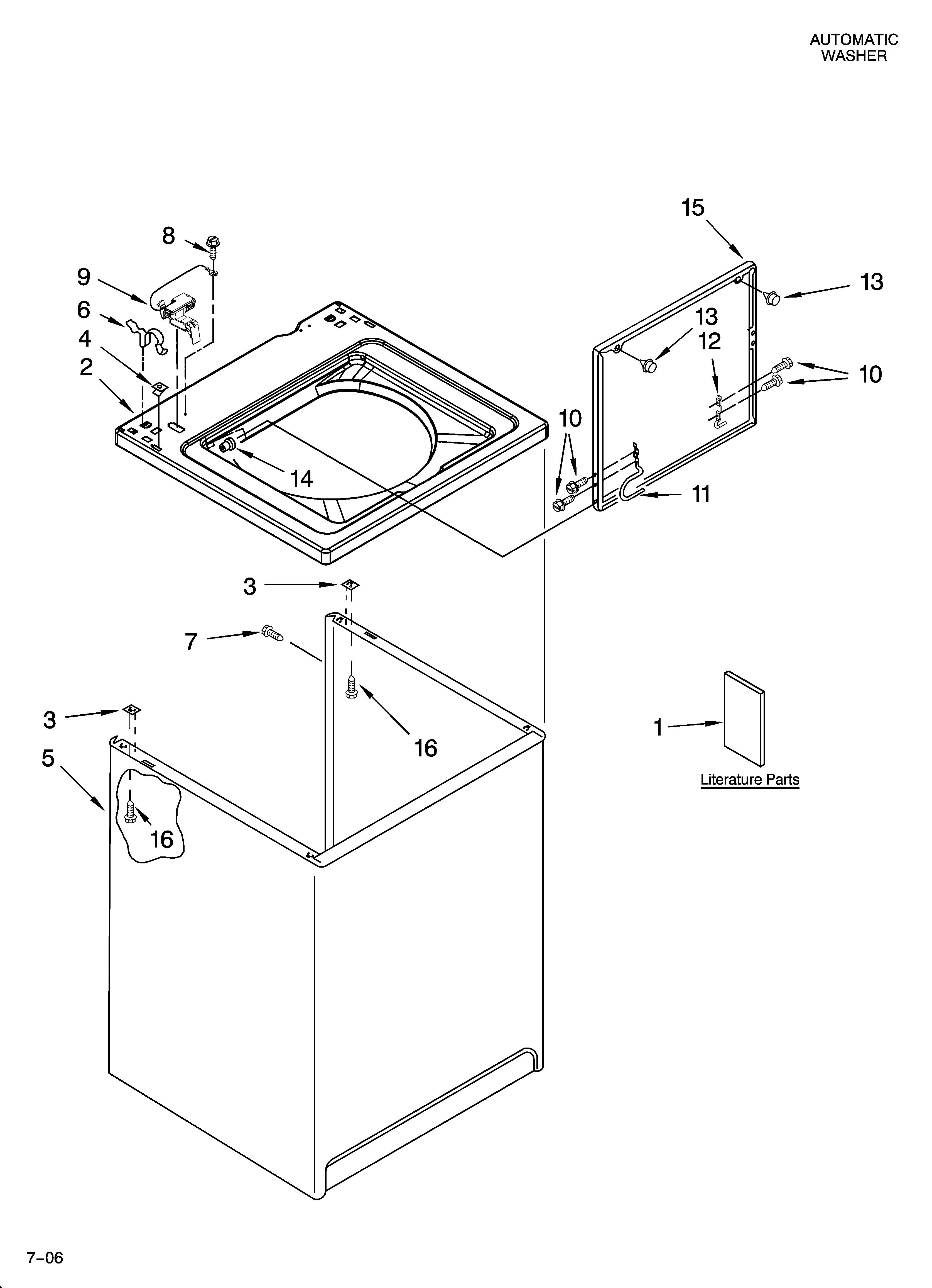 Whirlpool WTW5590ST0 top and cabinet parts diagram