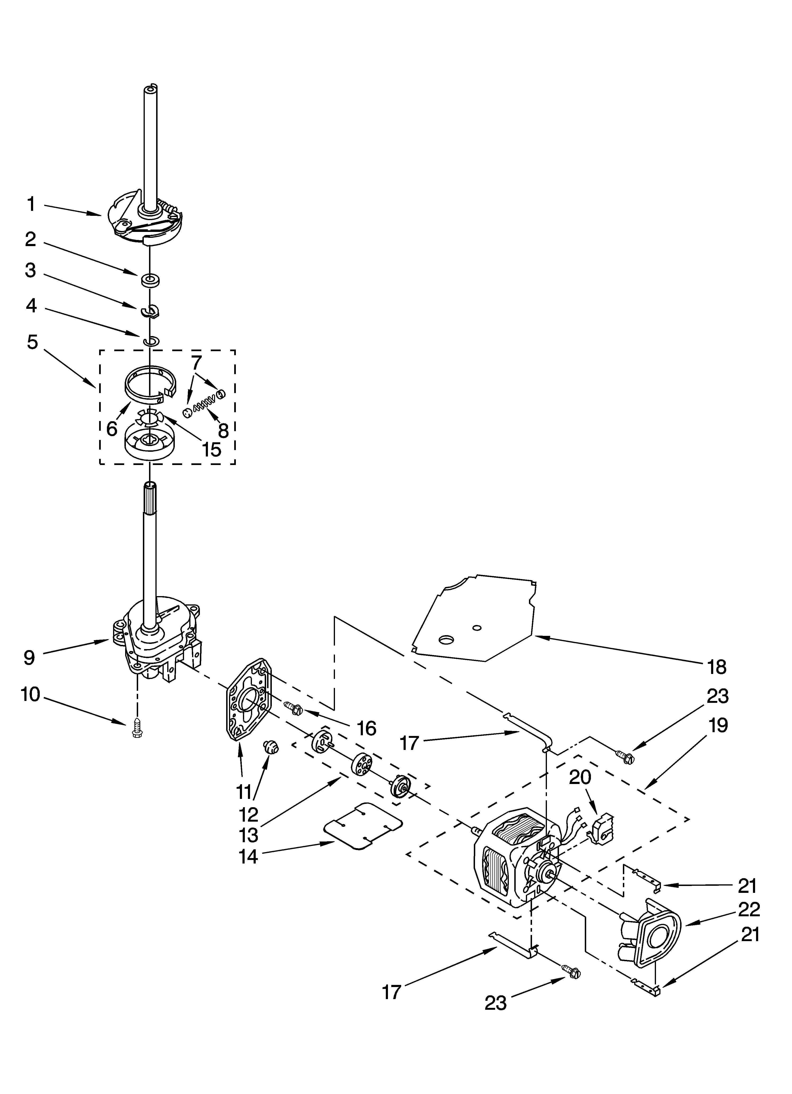 Whirlpool WTW5590ST0 brake, clutch, gearcase, motor and pump parts diagram