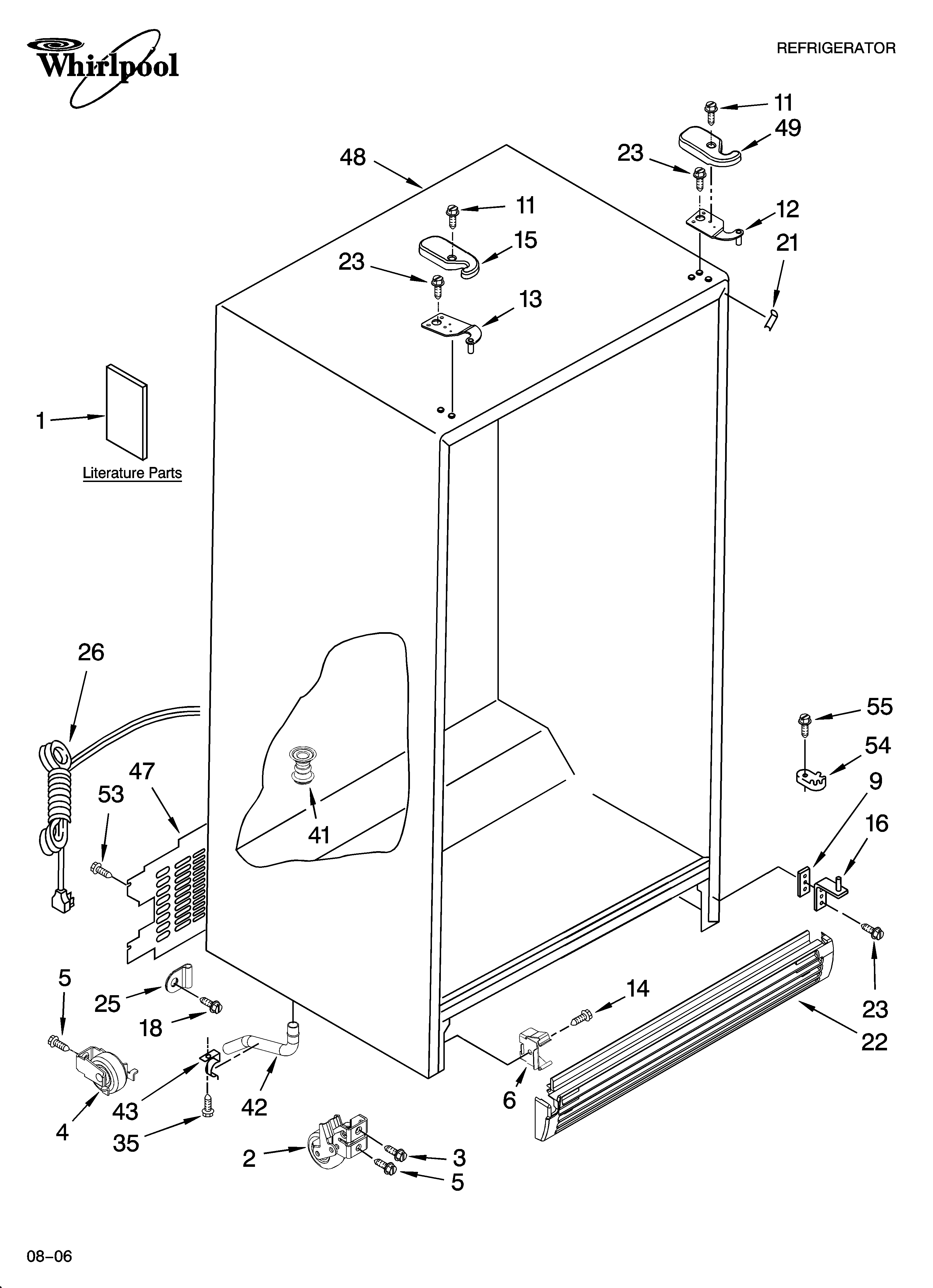 Whirlpool 5ED2FHKXRL04 cabinet parts diagram