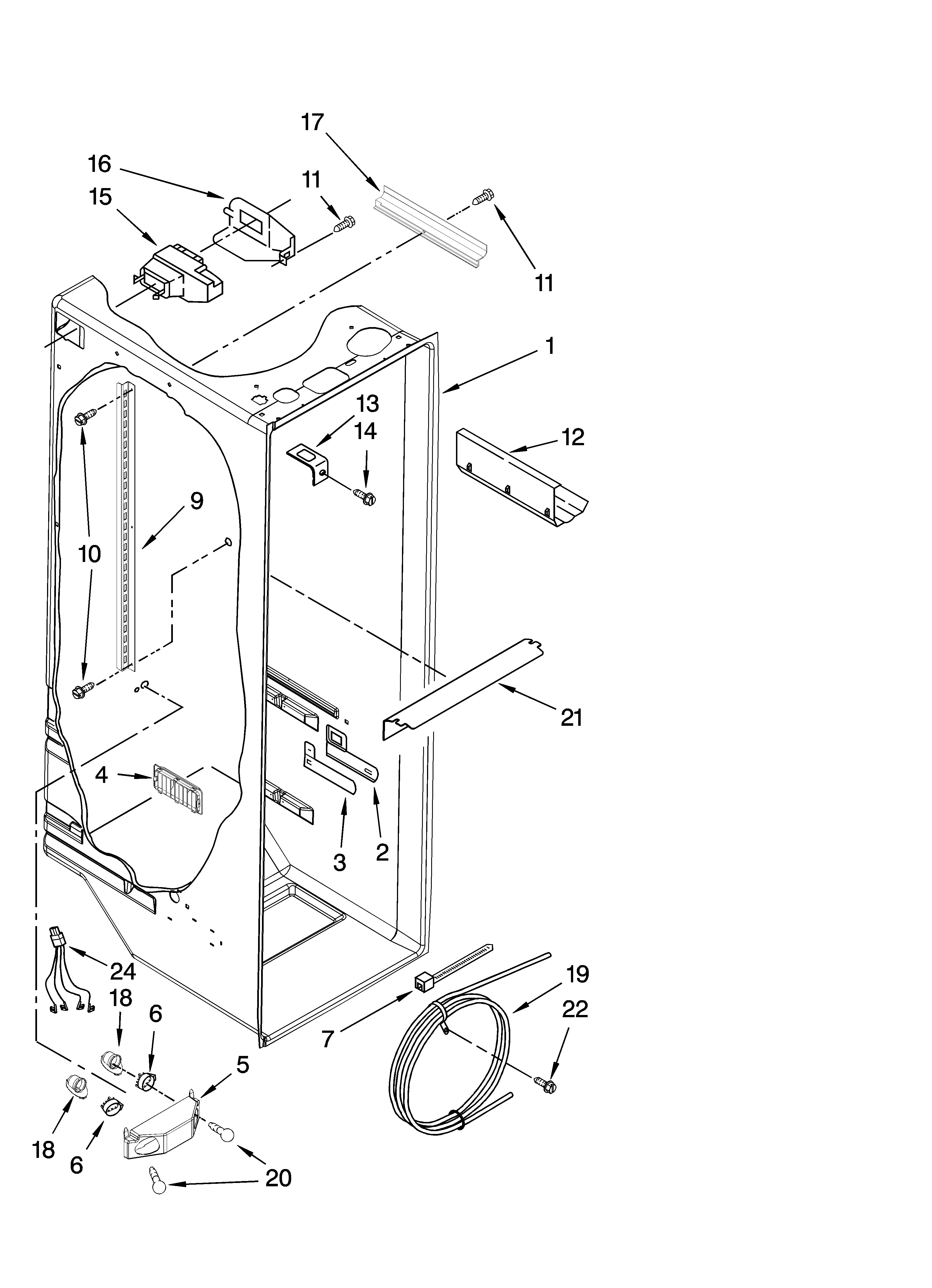 Whirlpool 6ED2FHGXSQ00 refrigerator liner parts diagram