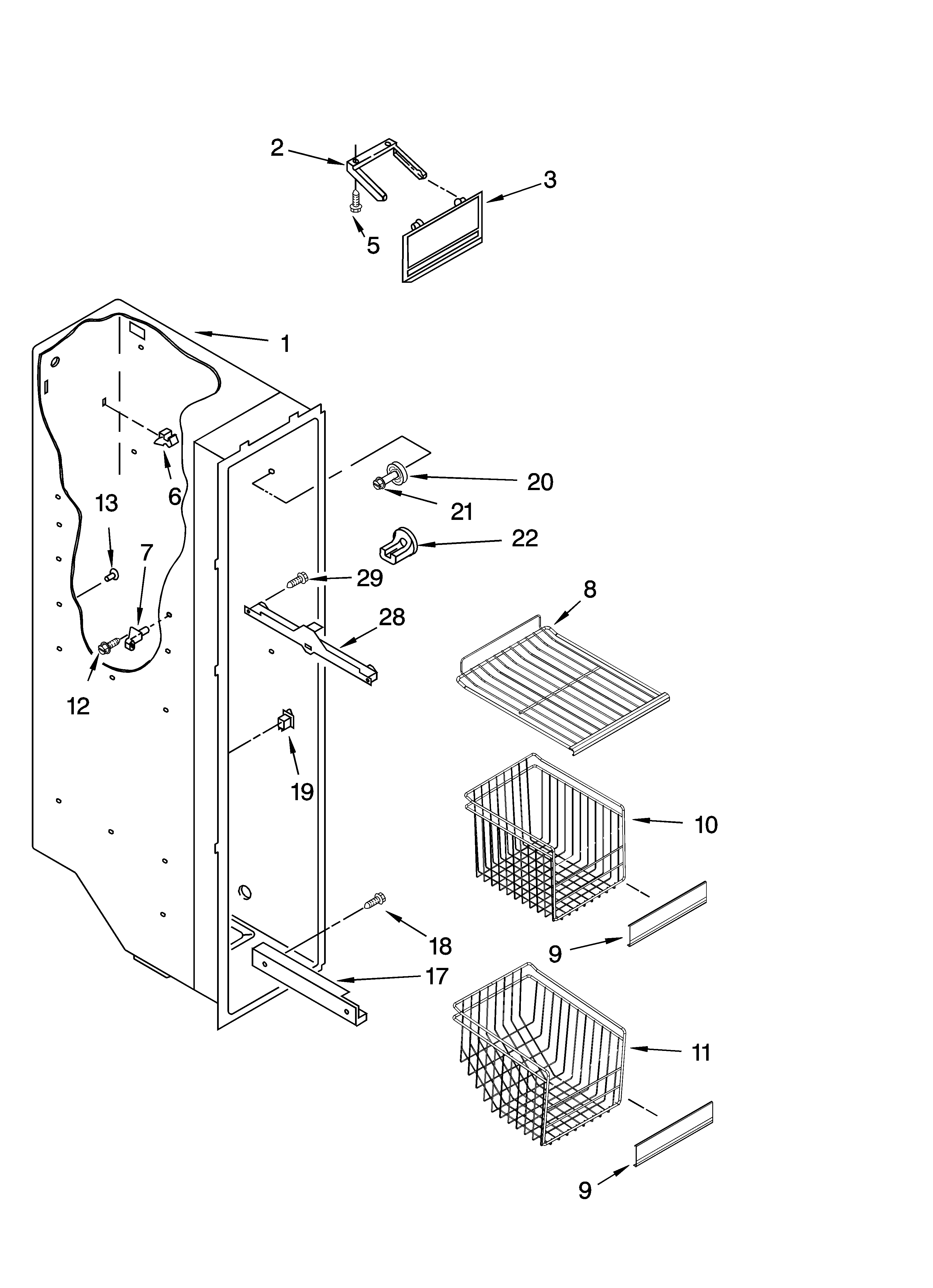 Whirlpool 6ED2FHGXSQ00 freezer liner parts diagram