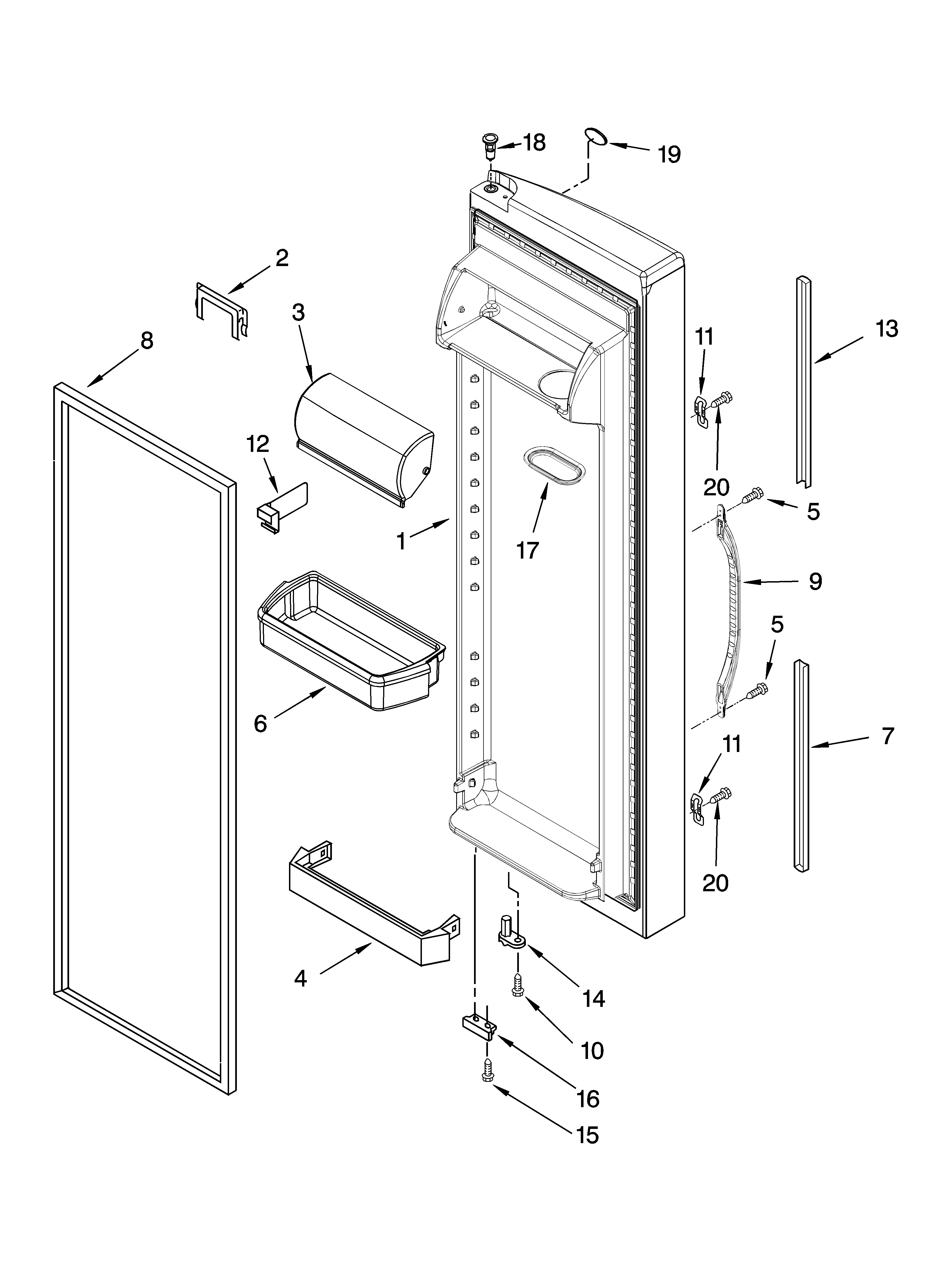 Whirlpool 6ED2FHGXSQ00 refrigerator door parts diagram