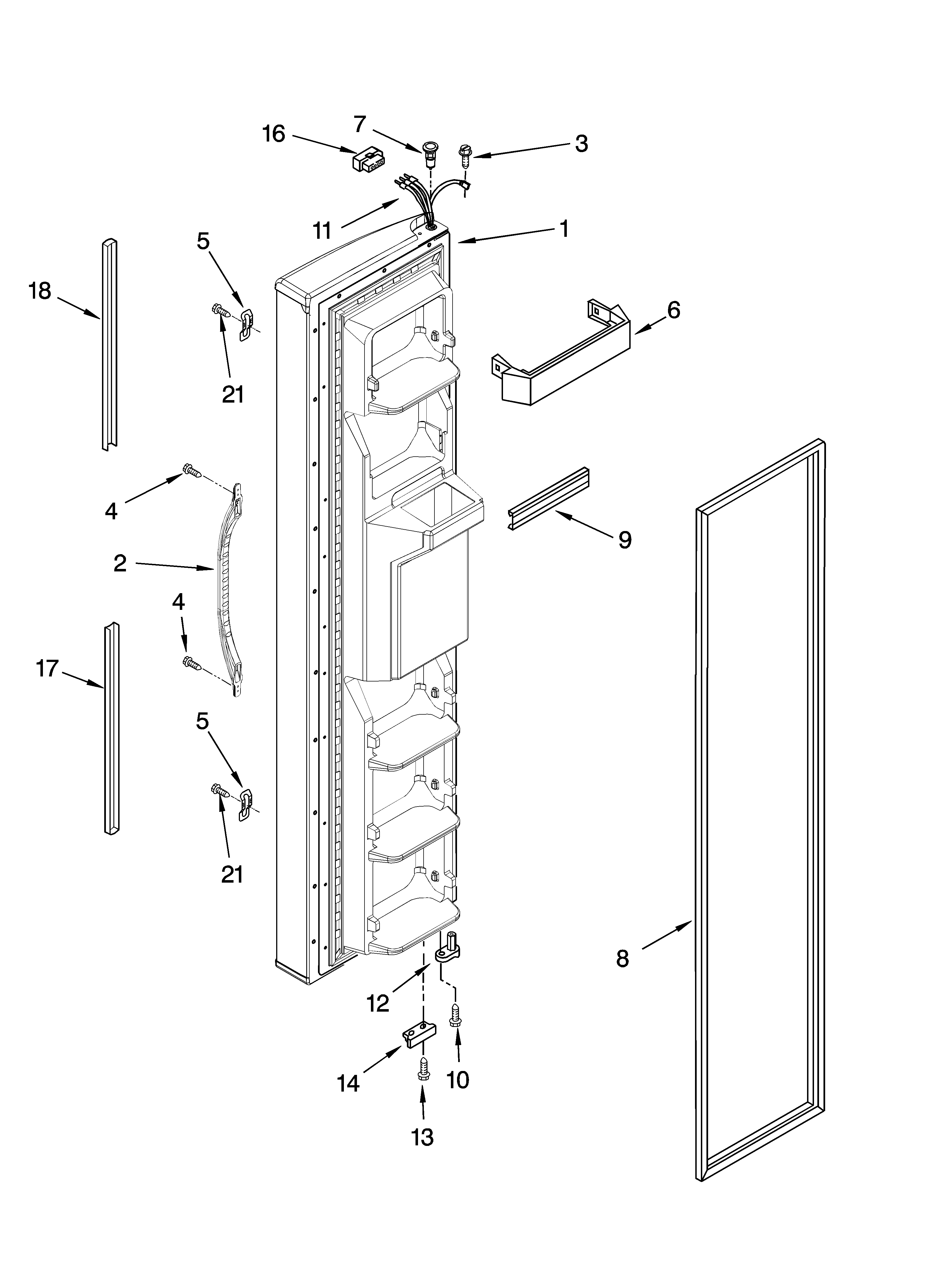 Whirlpool 6ED2FHGXSQ00 freezer door parts diagram