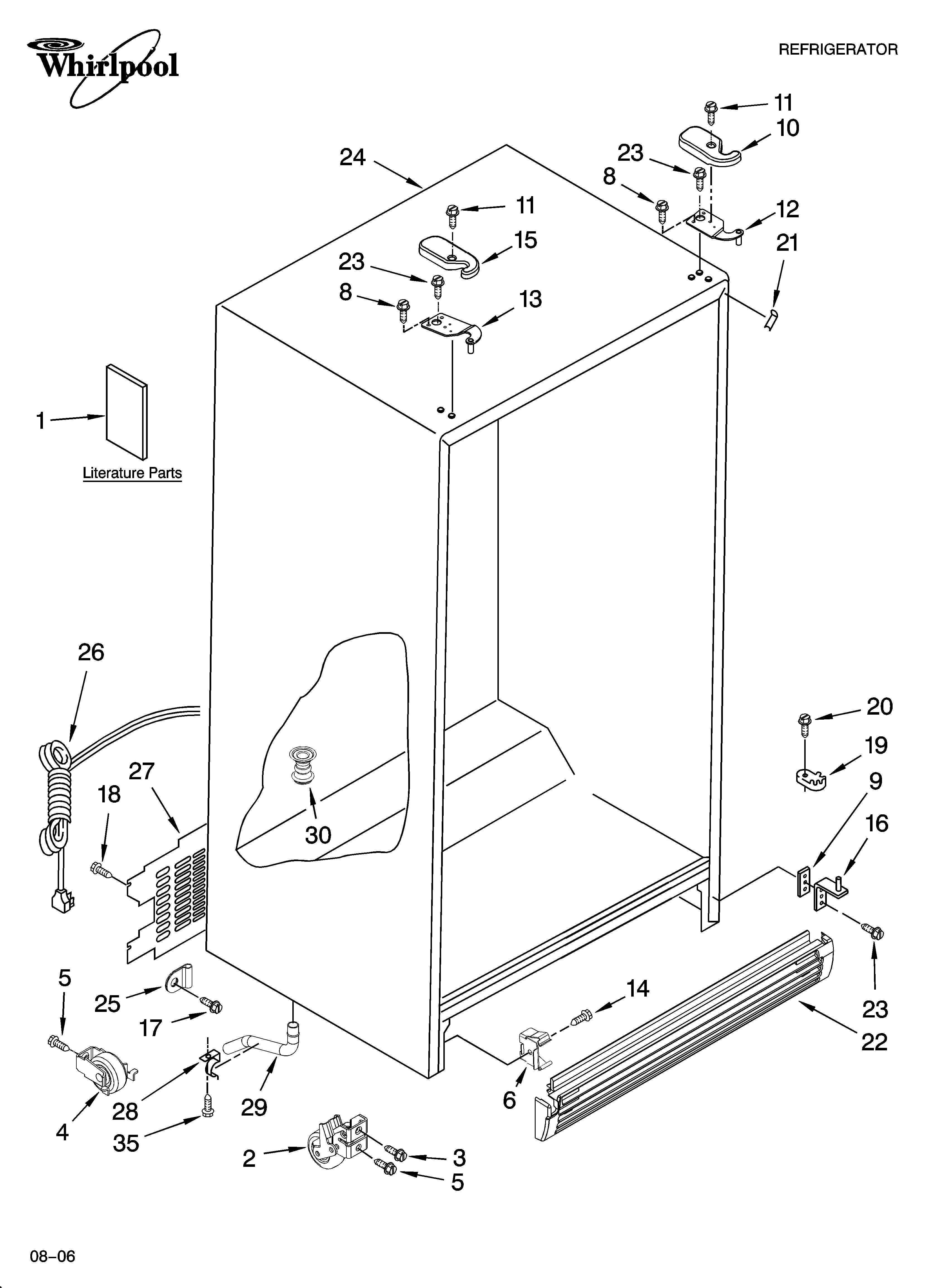 Whirlpool 6ED2FHKXSQ00 cabinet parts diagram