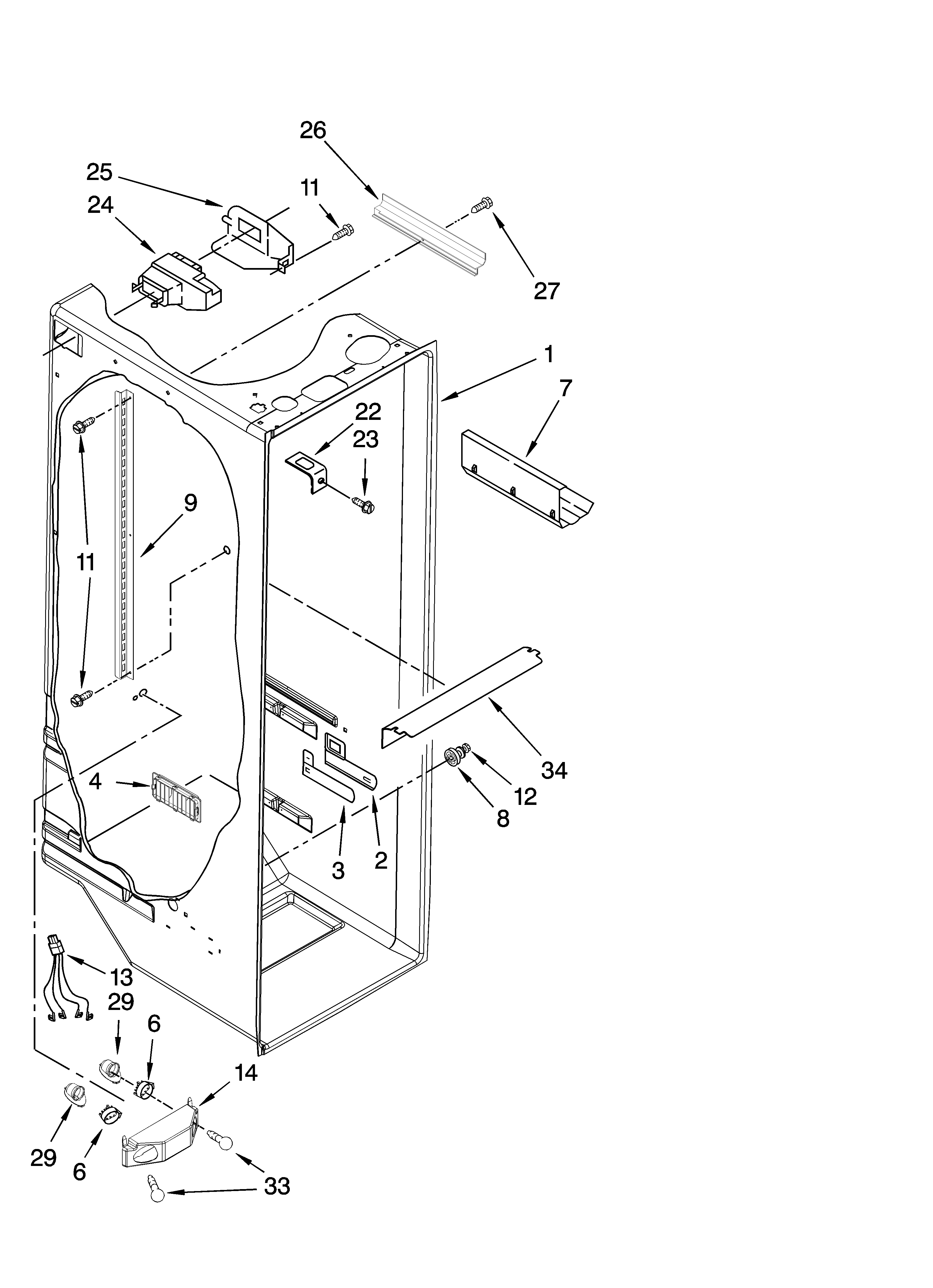 Whirlpool 6ED2FHKXSQ00 refrigerator liner parts diagram