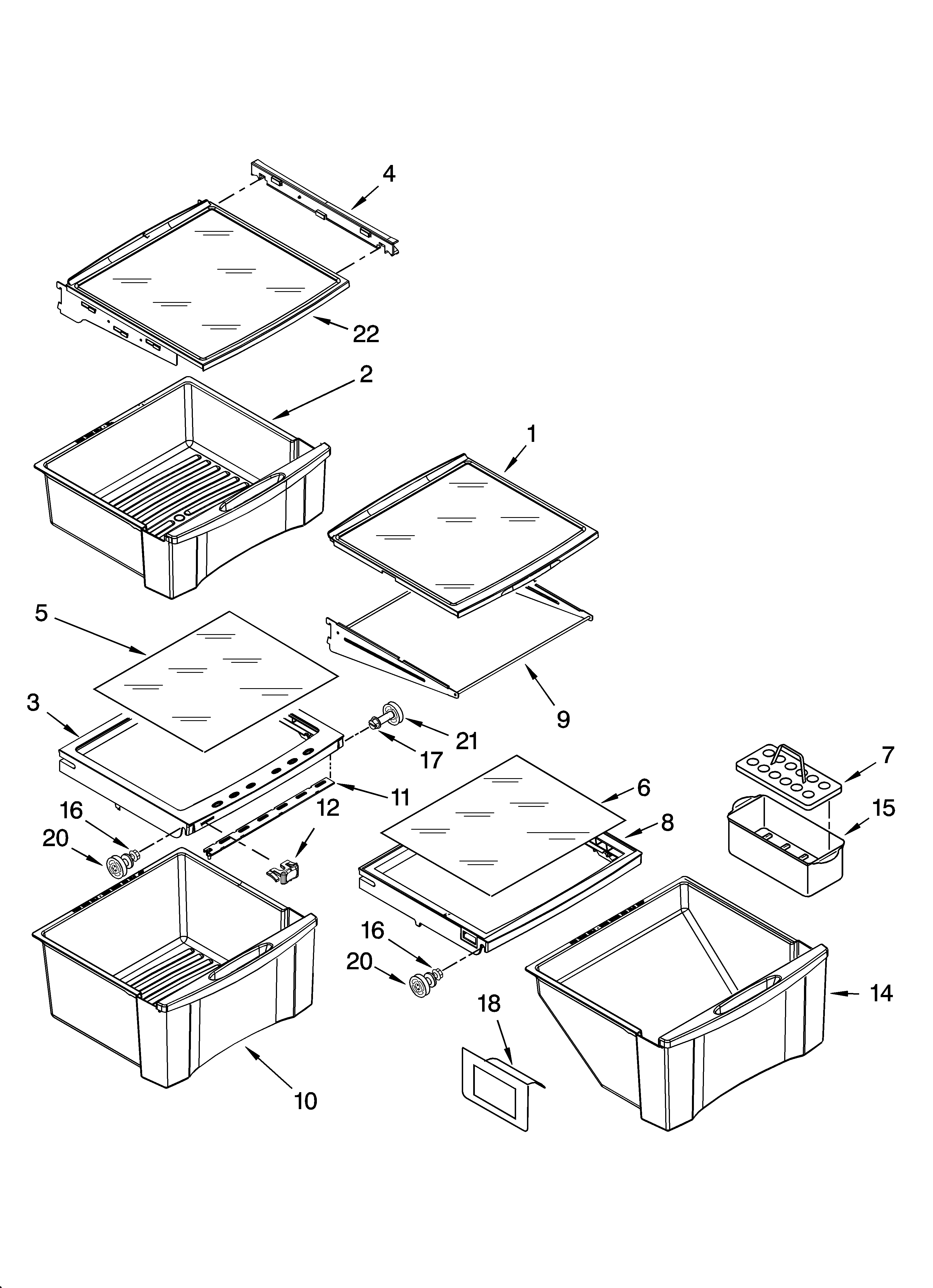 Whirlpool 6GD2SHGXSS00 refrigerator shelf parts diagram