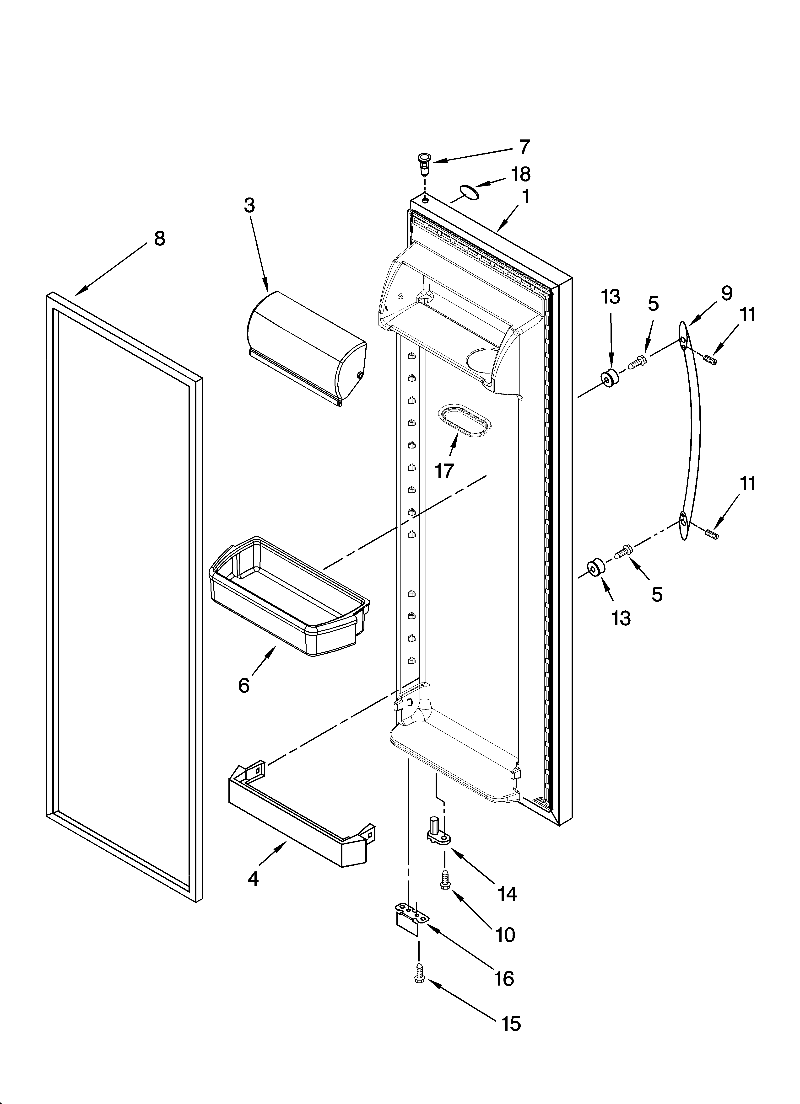 Whirlpool 6GD2SHGXSS00 refrigerator door parts diagram