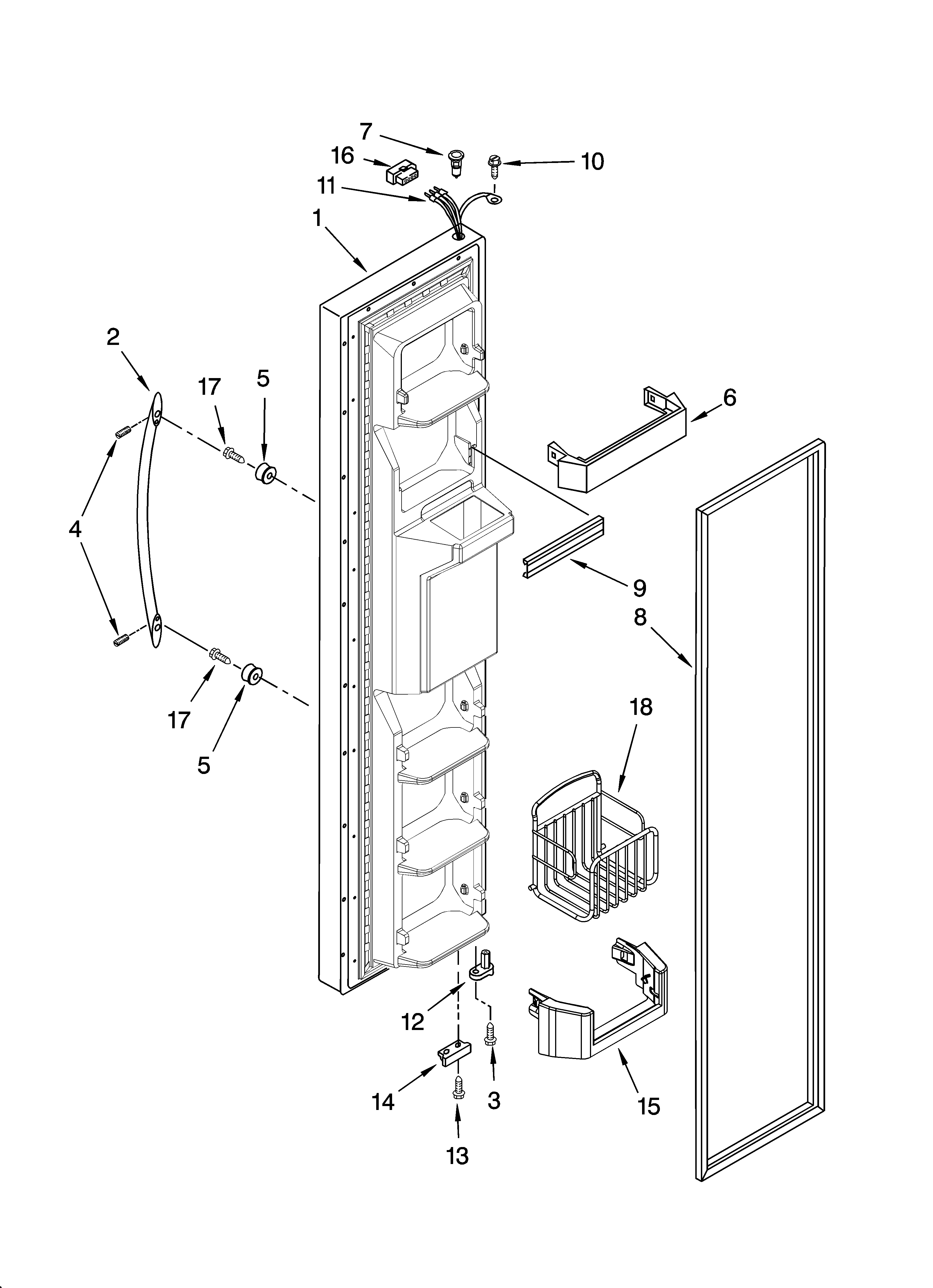 Whirlpool 6GD2SHGXSS00 freezer door parts diagram