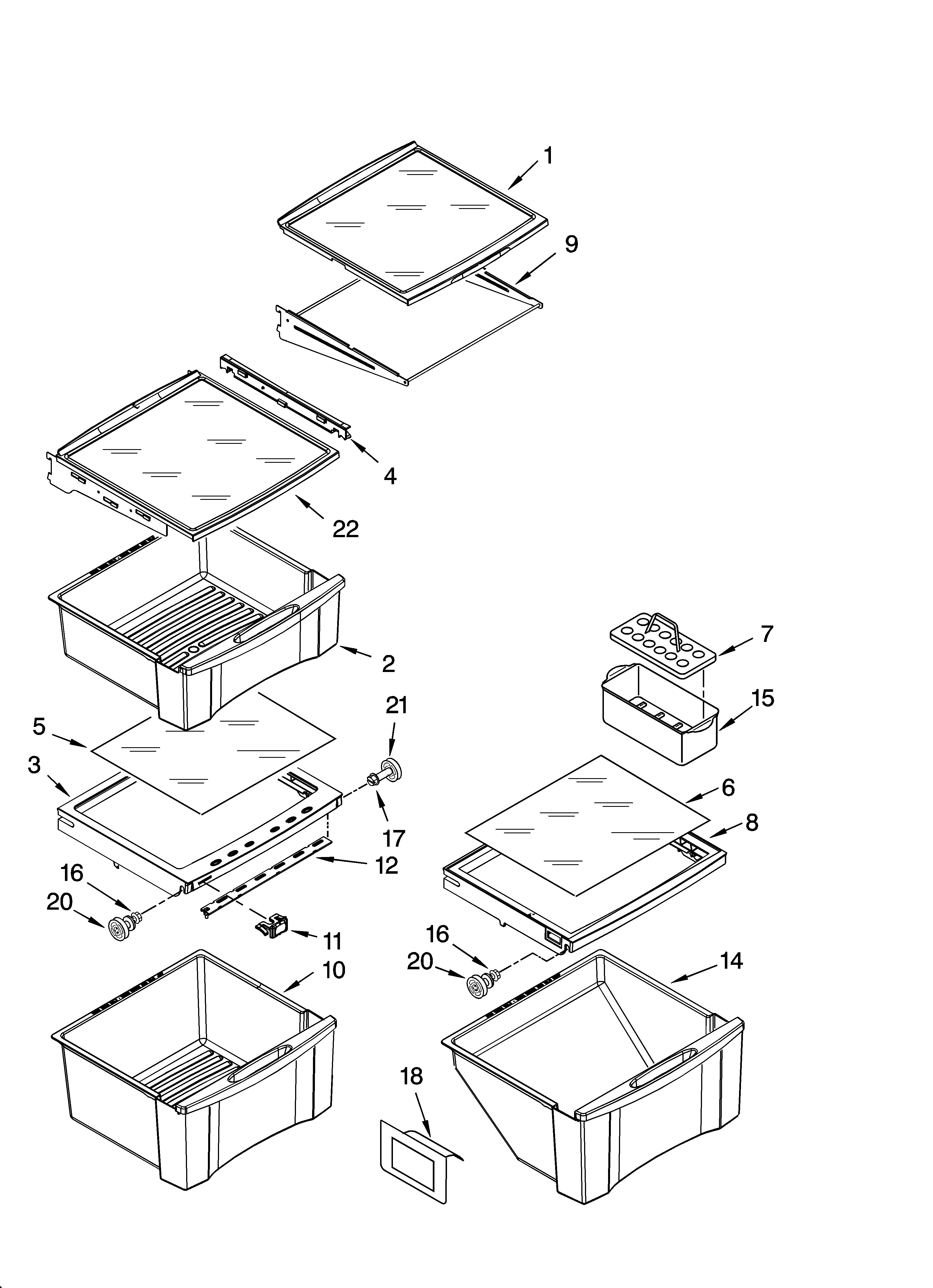 Whirlpool 6GD5SHGXSS00 refrigerator shelf parts diagram