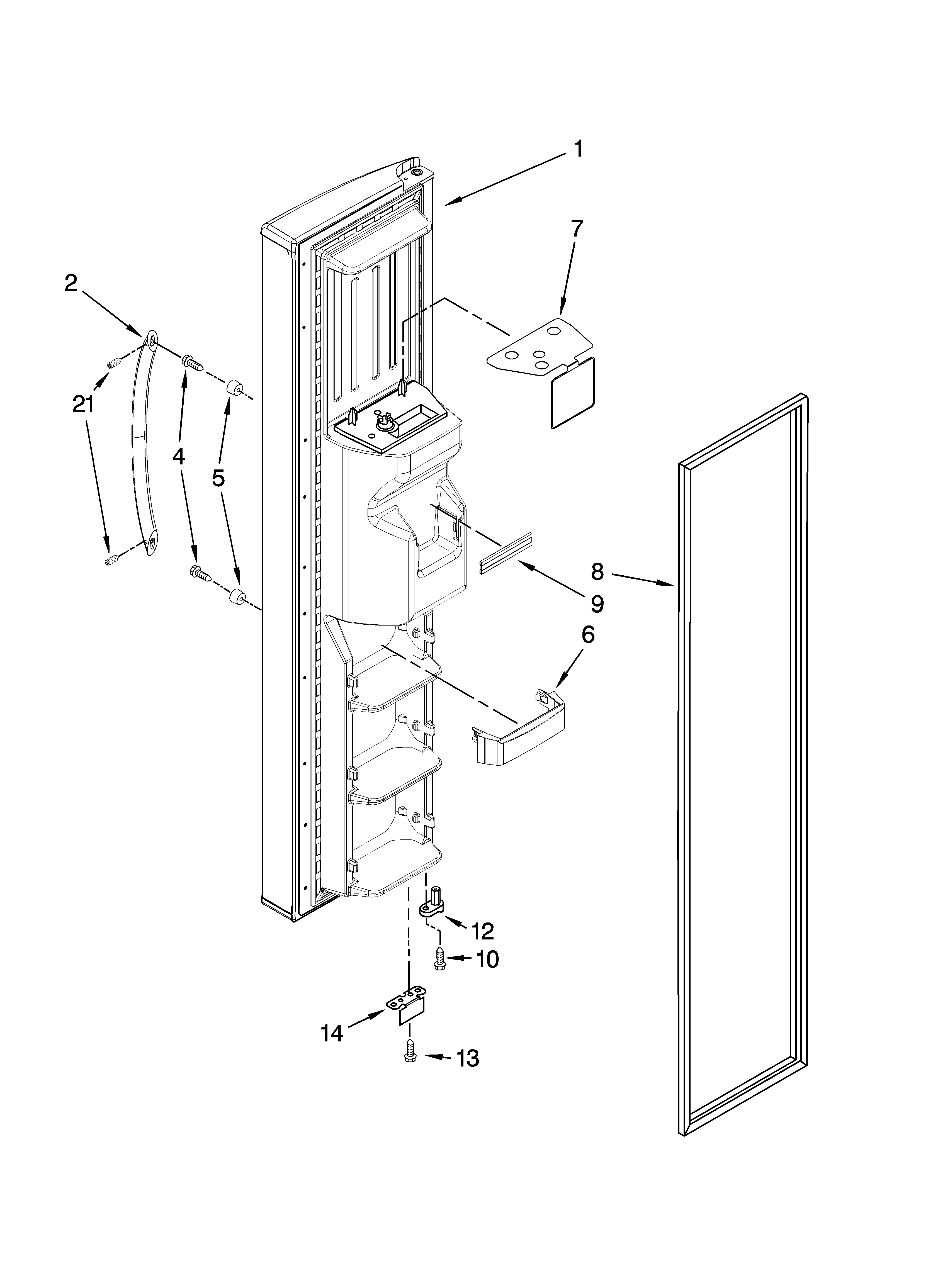 Whirlpool 7GS2SHEXPQ02 freezer door parts diagram