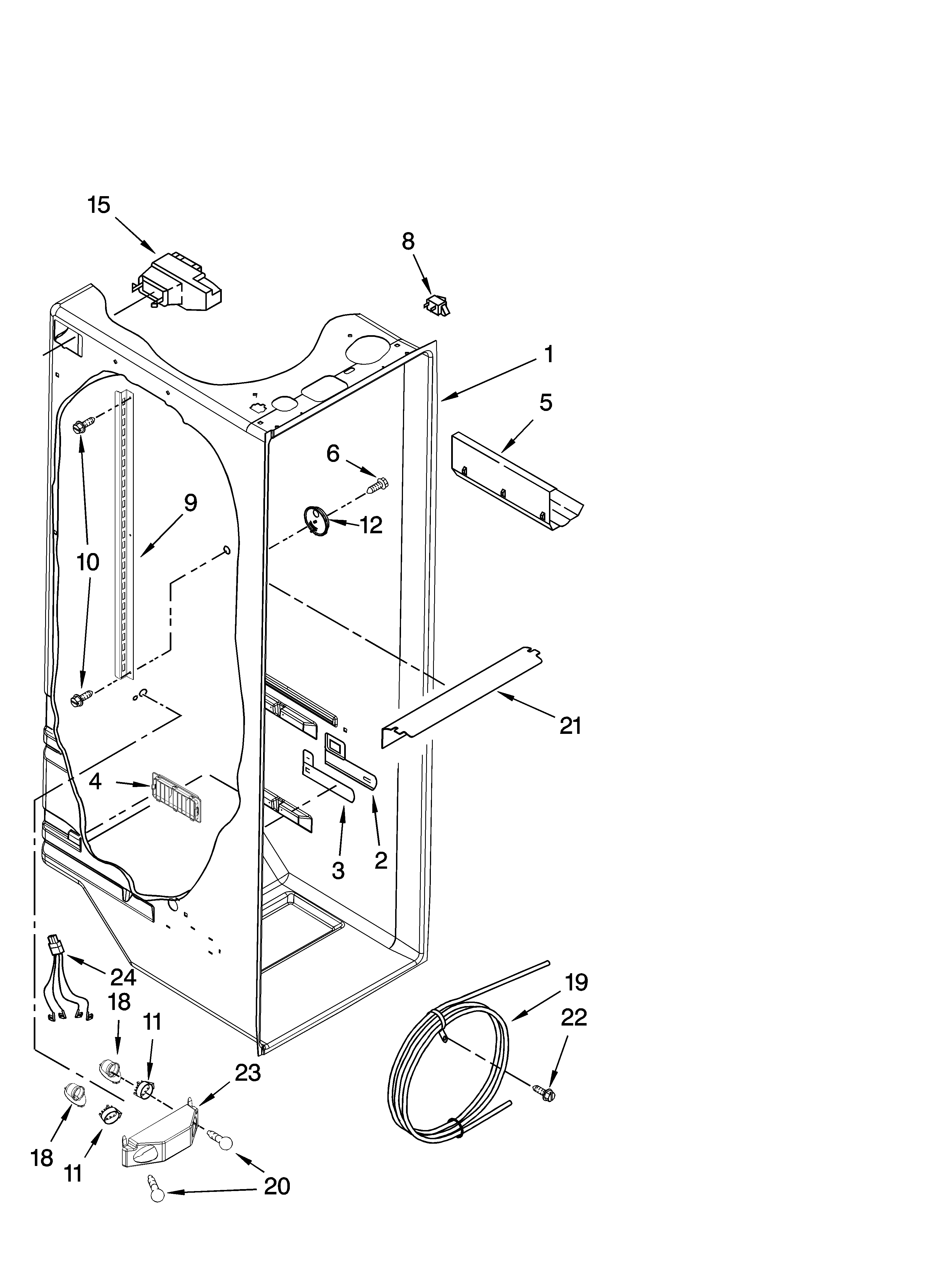 Whirlpool 7GS6SHEXMS02 refrigerator liner parts diagram