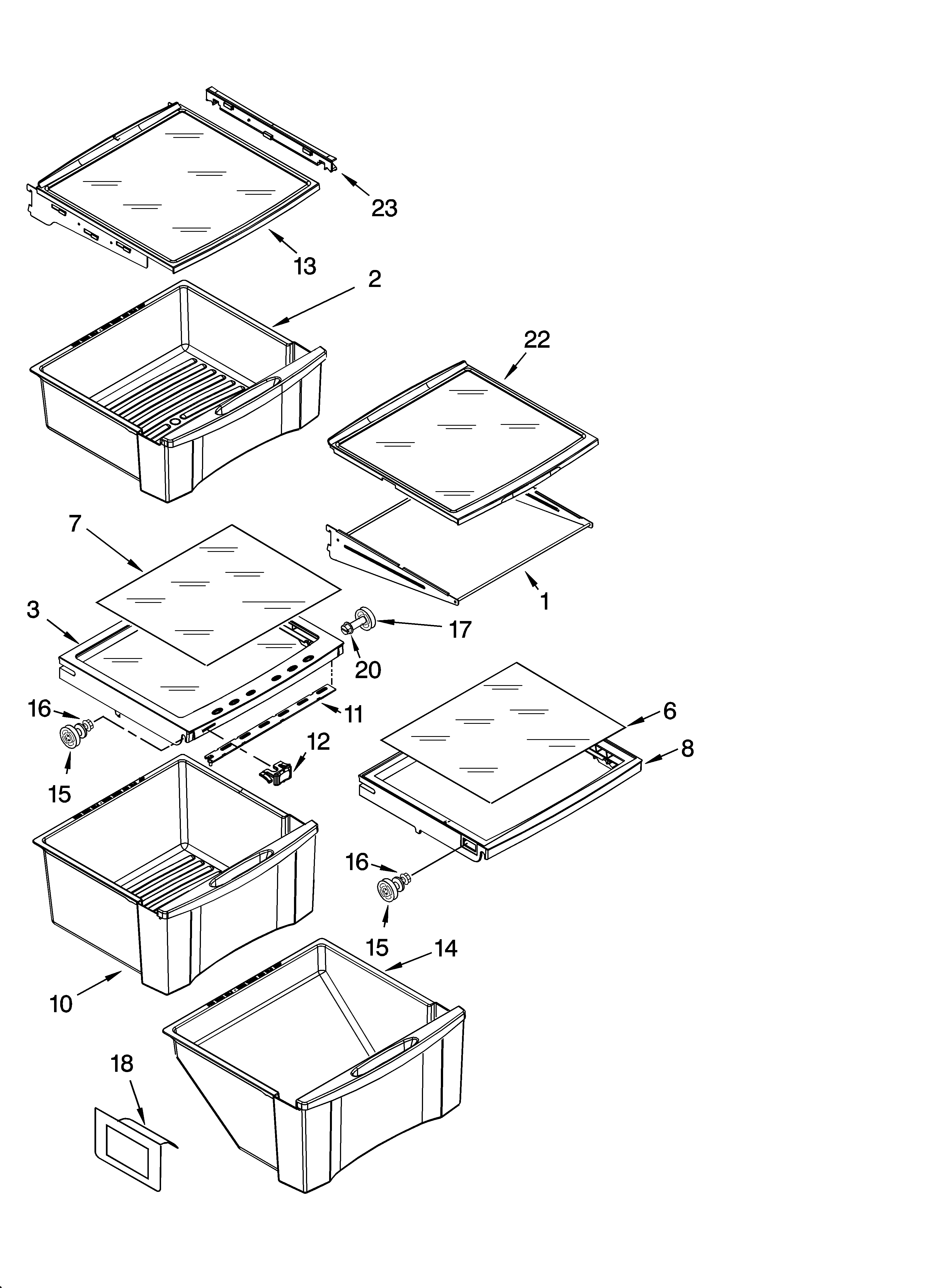 Whirlpool 7GS6SHEXPL02 refrigerator shelf parts diagram