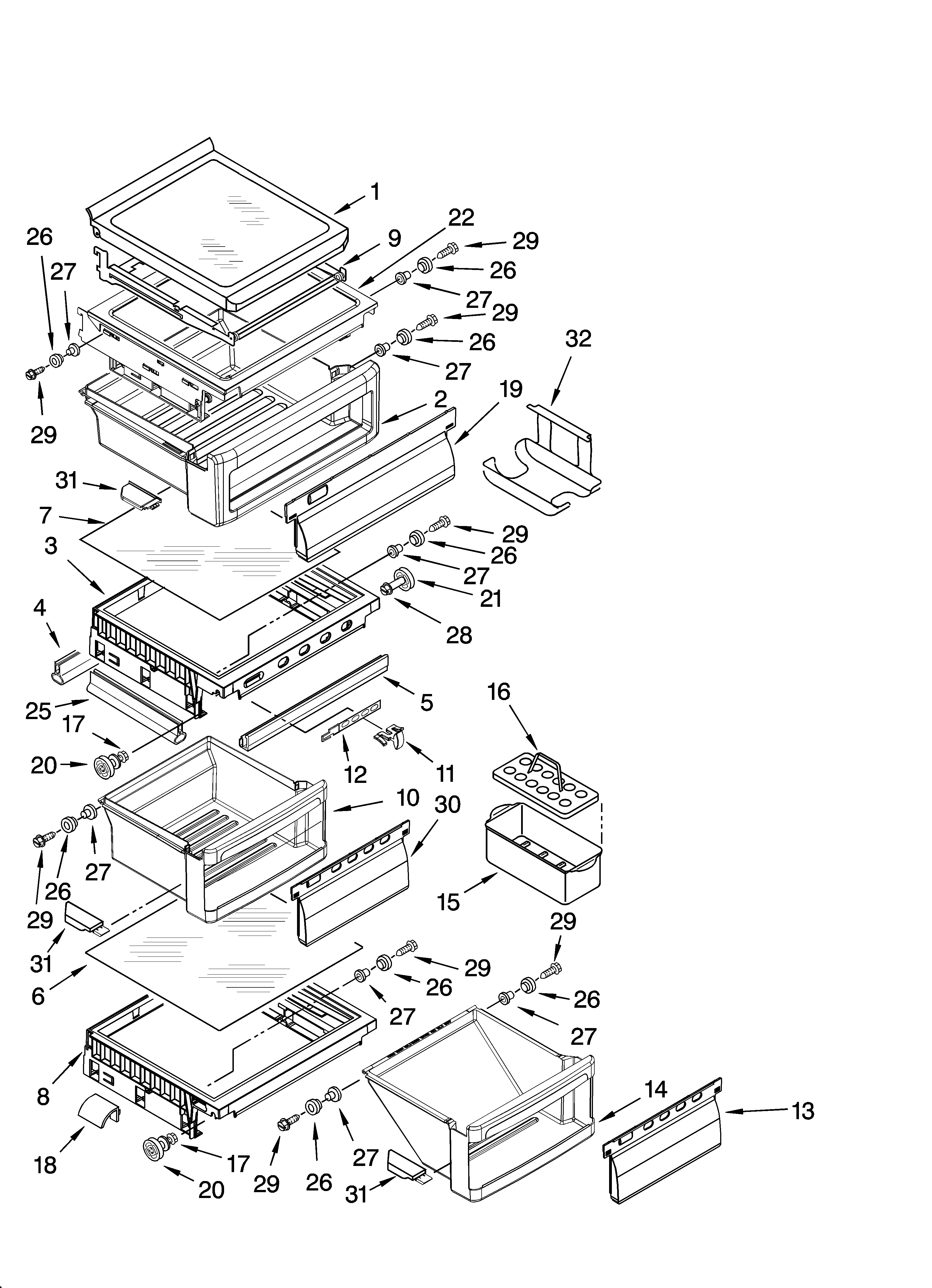 Whirlpool BRS70DRANA00 refrigerator shelf parts diagram